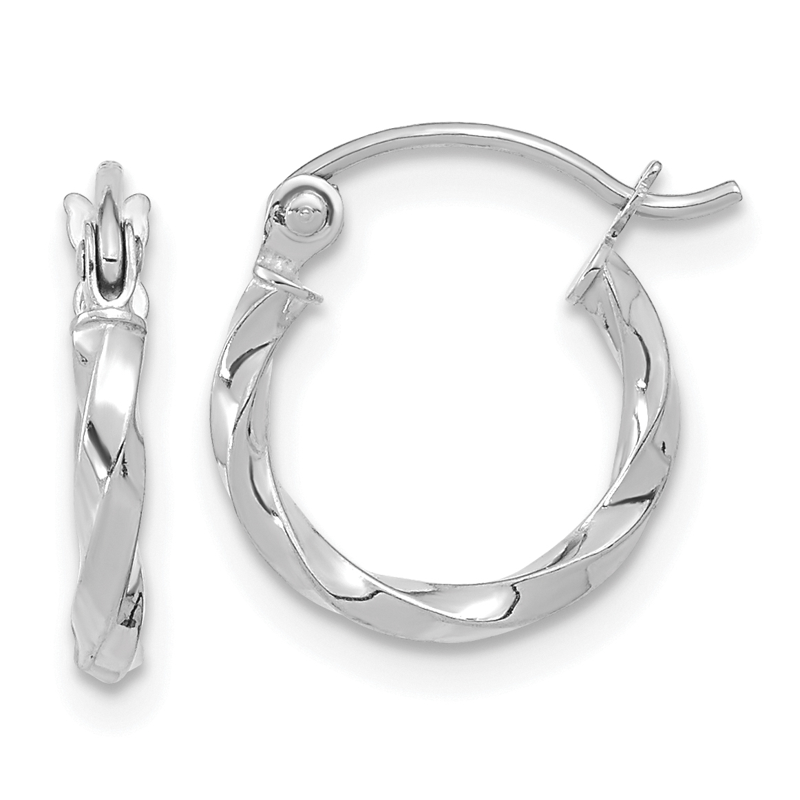  13 mm 10k White Gold 2mm Gold Twisted Tube Hoop Earrings  Unknown Friendly Weight 10K white gold - view 3