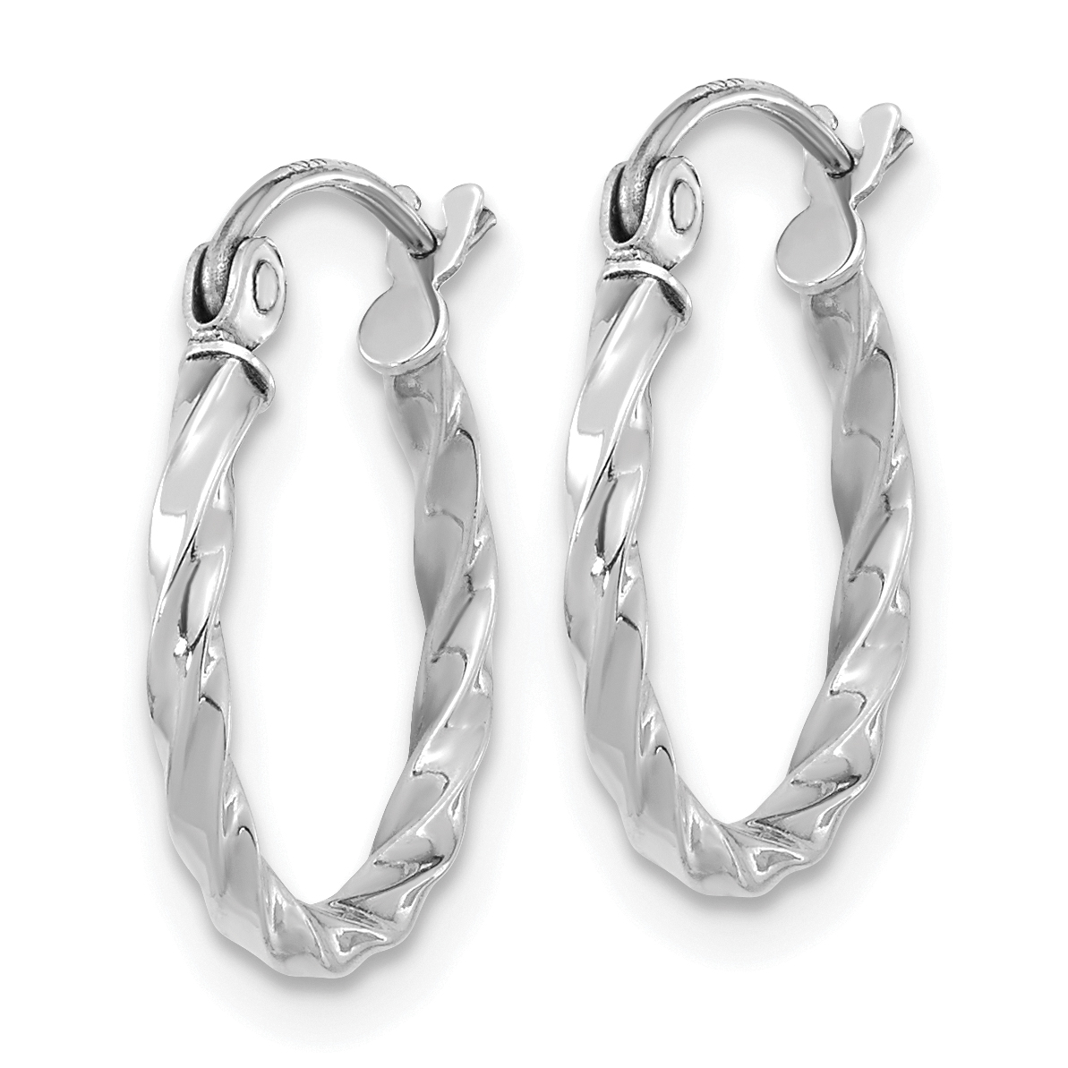  13 mm 10k White Gold 2mm Gold Twisted Tube Hoop Earrings  Unknown Friendly Weight 10K white gold - view 4