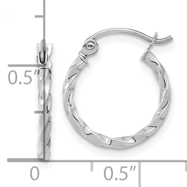  13 mm 10k White Gold 2mm Gold Twisted Tube Hoop Earrings  Unknown Friendly Weight 10K white gold - view 5