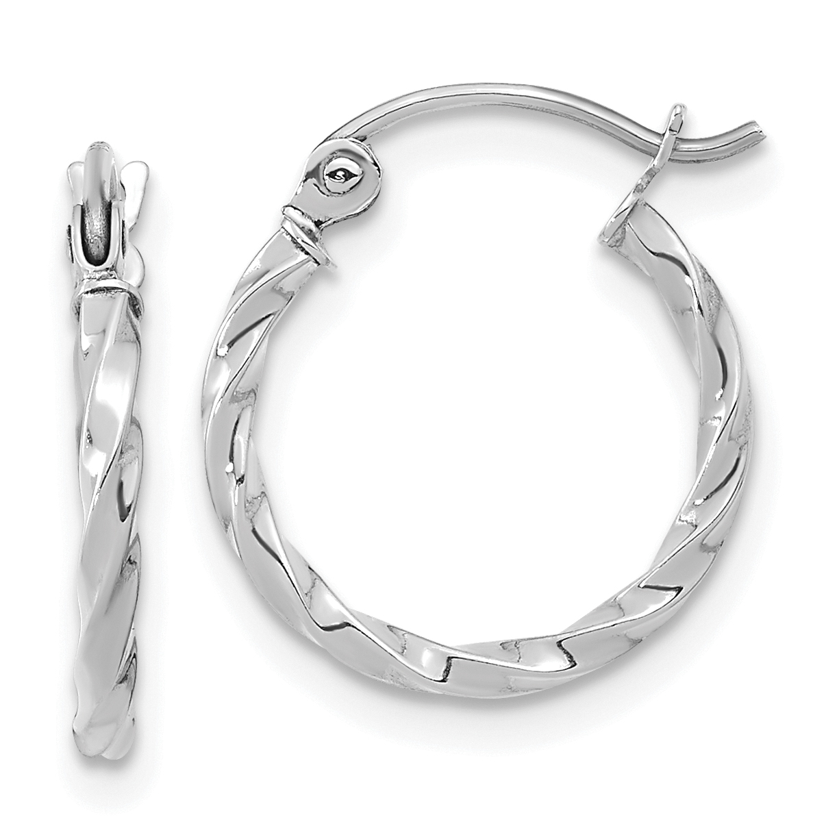  13 mm 10k White Gold 2mm Gold Twisted Tube Hoop Earrings  Unknown Friendly Weight 10K white gold - view 6