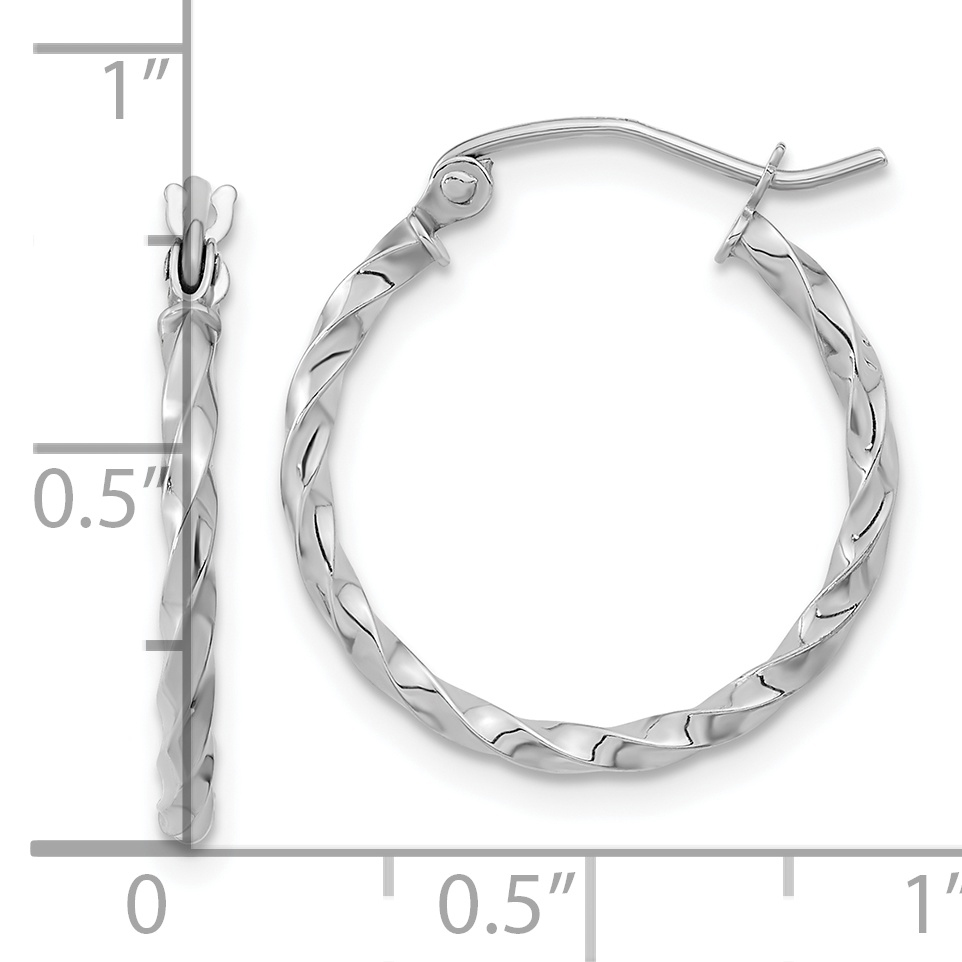  13 mm 10k White Gold 2mm Gold Twisted Tube Hoop Earrings  Unknown Friendly Weight 10K white gold - view 9