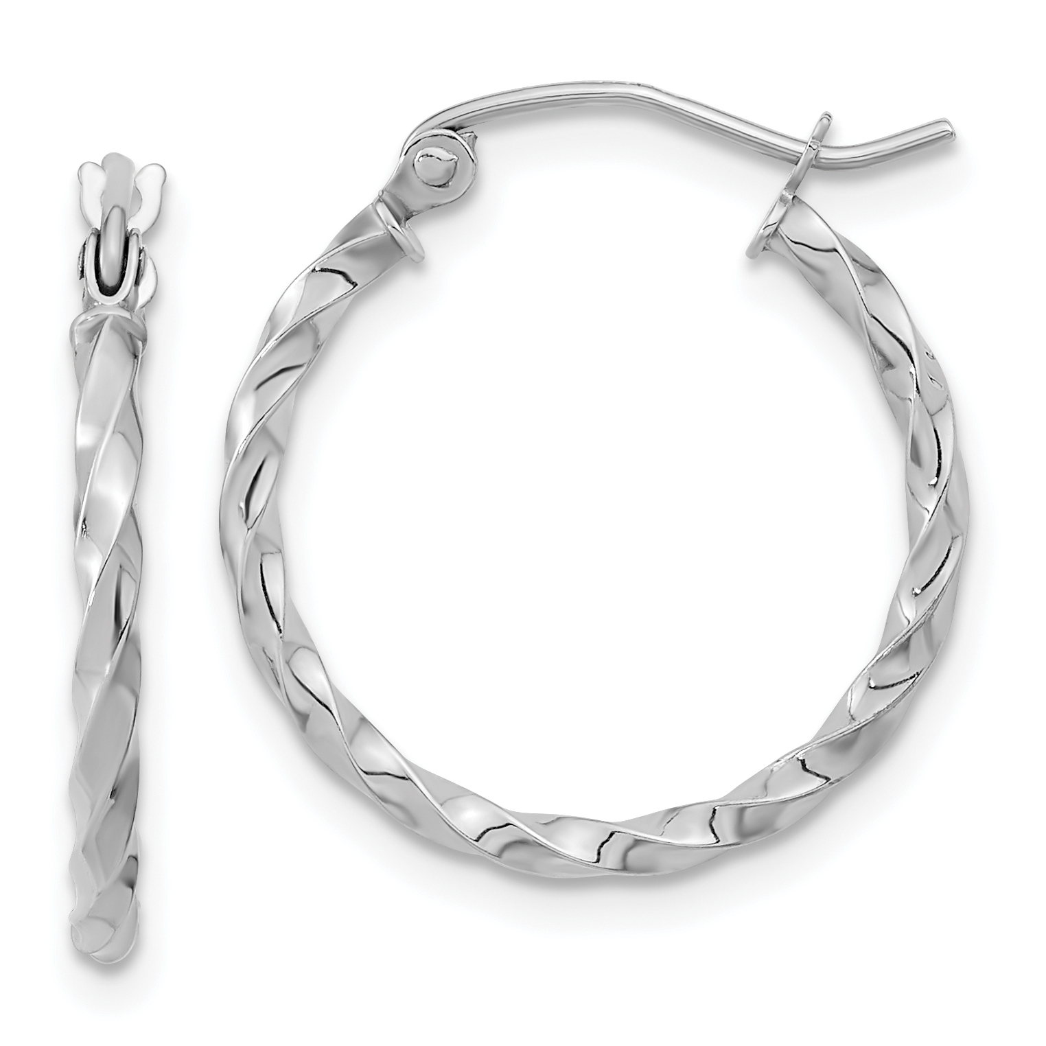  13 mm 10k White Gold 2mm Gold Twisted Tube Hoop Earrings  Unknown Friendly Weight 10K white gold - view 10