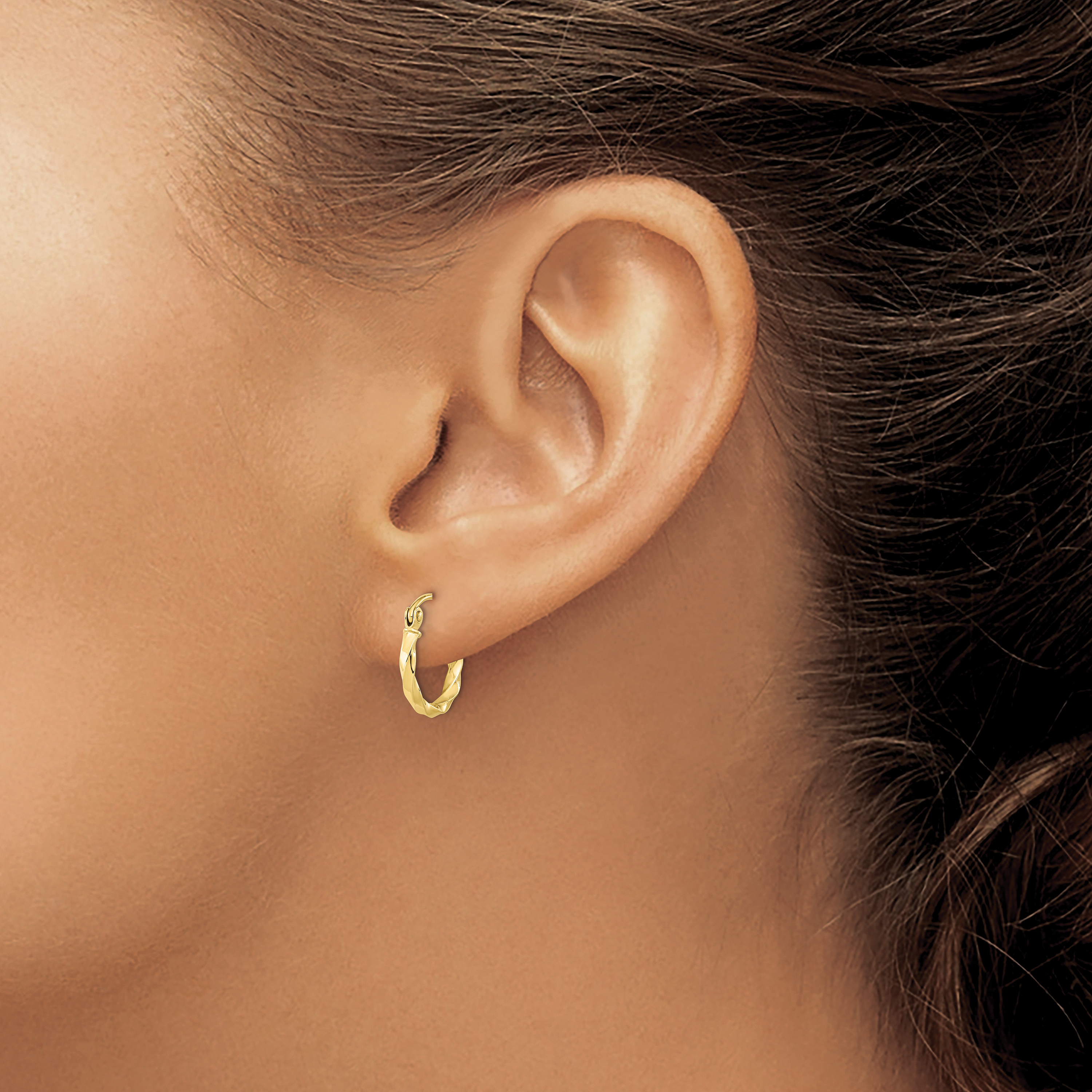  13 mm 10k Yellow Gold 2mm Gold Twisted Tube Hoop Earrings  Unknown Friendly Weight 10K yellow gold - view 2
