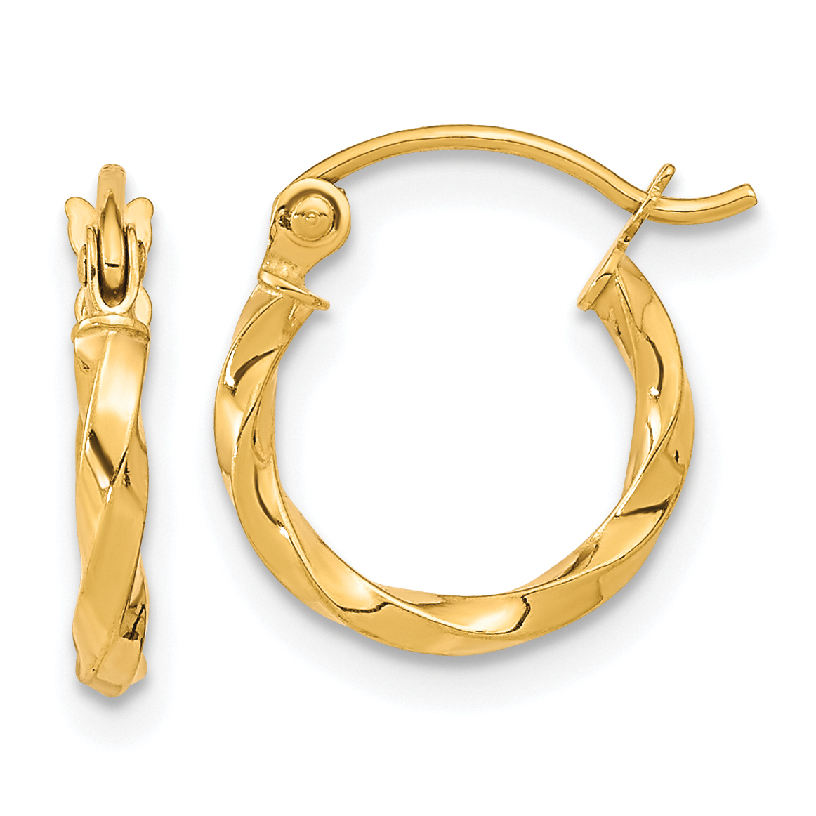  13 mm 10k Yellow Gold 2mm Gold Twisted Tube Hoop Earrings  Unknown Friendly Weight 10K yellow gold - view 4