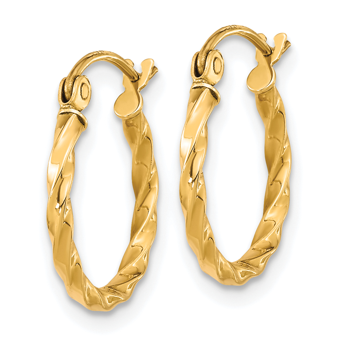  13 mm 10k Yellow Gold 2mm Gold Twisted Tube Hoop Earrings  Unknown Friendly Weight 10K yellow gold - view 5