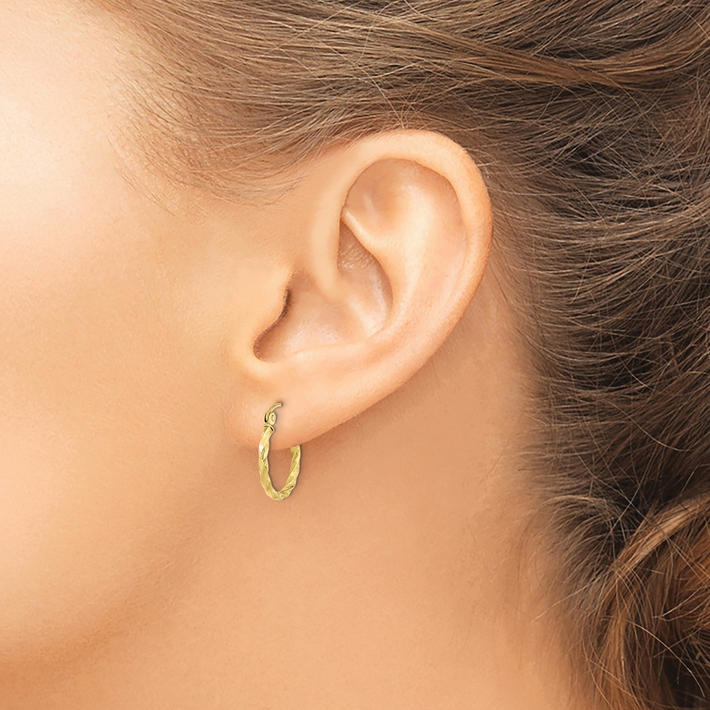  13 mm 10k Yellow Gold 2mm Gold Twisted Tube Hoop Earrings  Unknown Friendly Weight 10K yellow gold - view 6