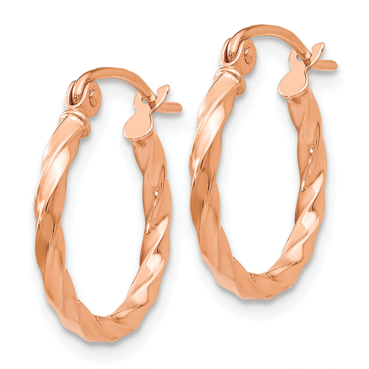  12 mm 14k Rose Gold 2mm Gold Twisted Tube Hoop Earrings  Unknown Friendly Weight 14K rose gold - view 9
