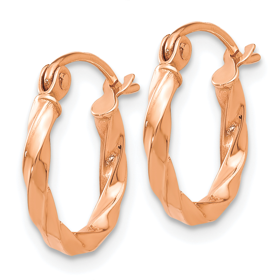  12 mm 14k Rose Gold 2mm Gold Twisted Tube Hoop Earrings  Unknown Friendly Weight 14K rose gold