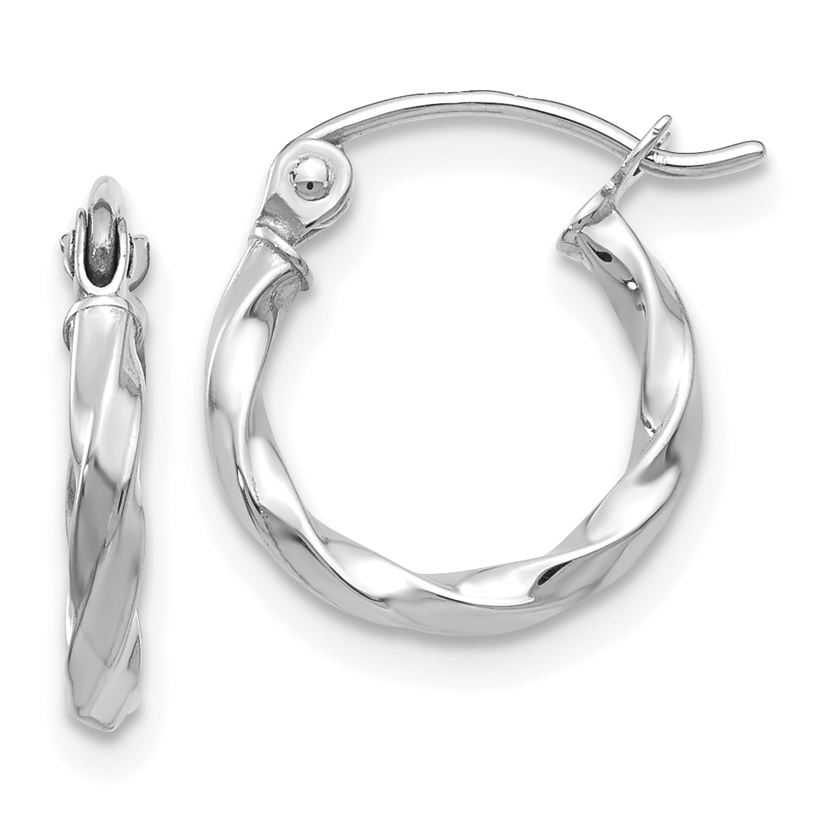  10 mm 14k White Gold 2mm Gold Twisted Tube Hoop Earrings  Unknown Friendly Weight 14K white gold - view 4