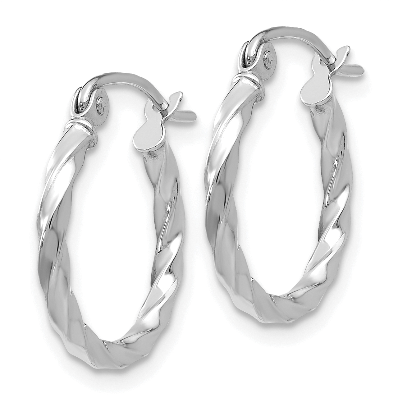  10 mm 14k White Gold 2mm Gold Twisted Tube Hoop Earrings  Unknown Friendly Weight 14K white gold - view 5