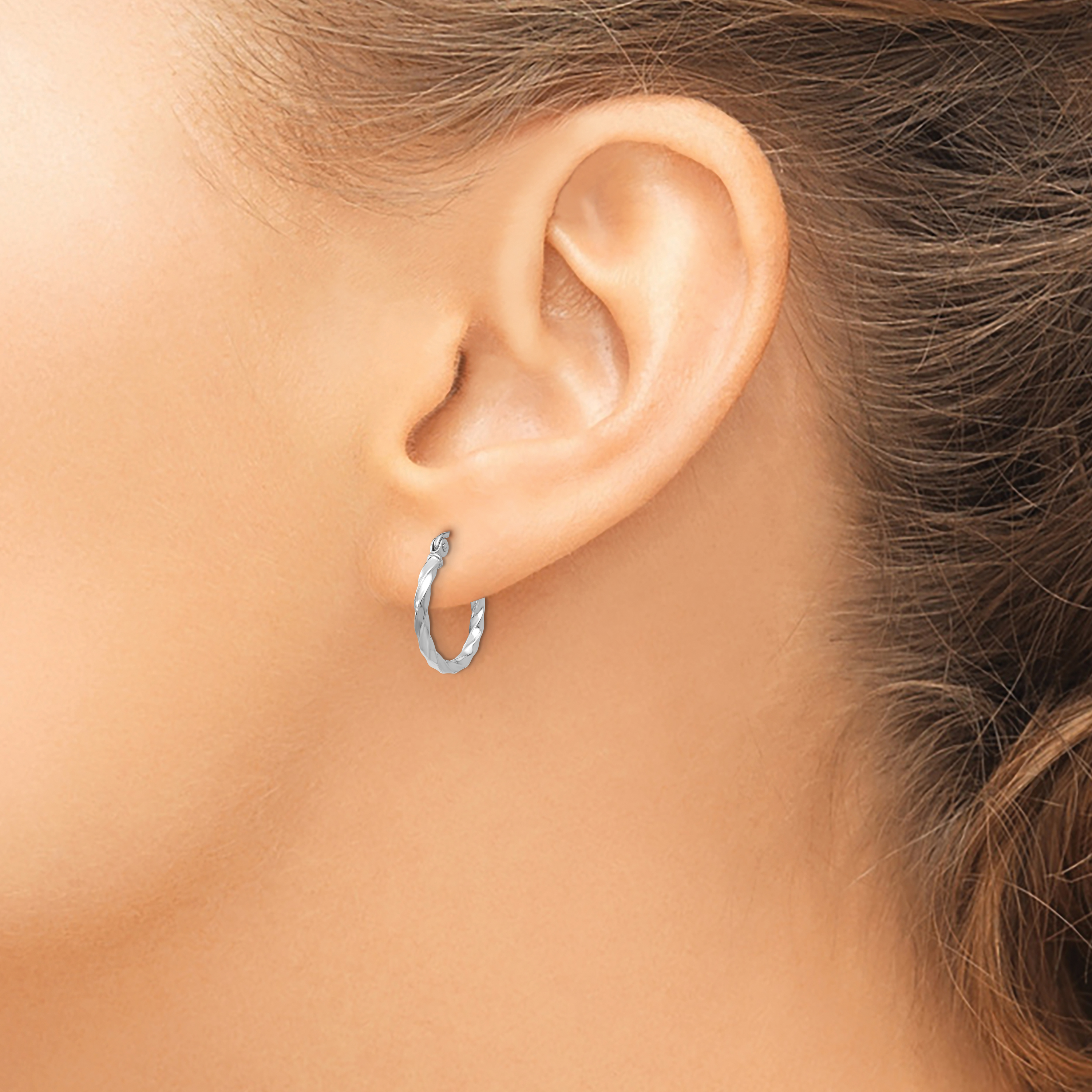  10 mm 14k White Gold 2mm Gold Twisted Tube Hoop Earrings  Unknown Friendly Weight 14K white gold - view 6