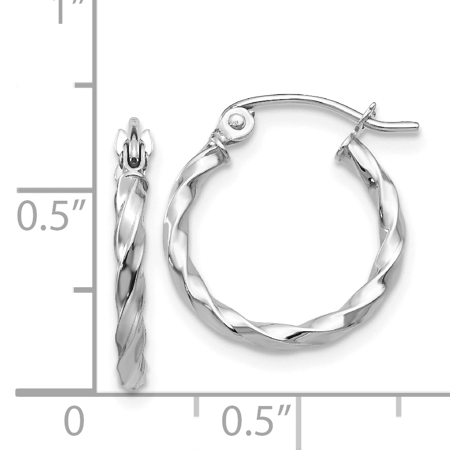  10 mm 14k White Gold 2mm Gold Twisted Tube Hoop Earrings  Unknown Friendly Weight 14K white gold - view 7