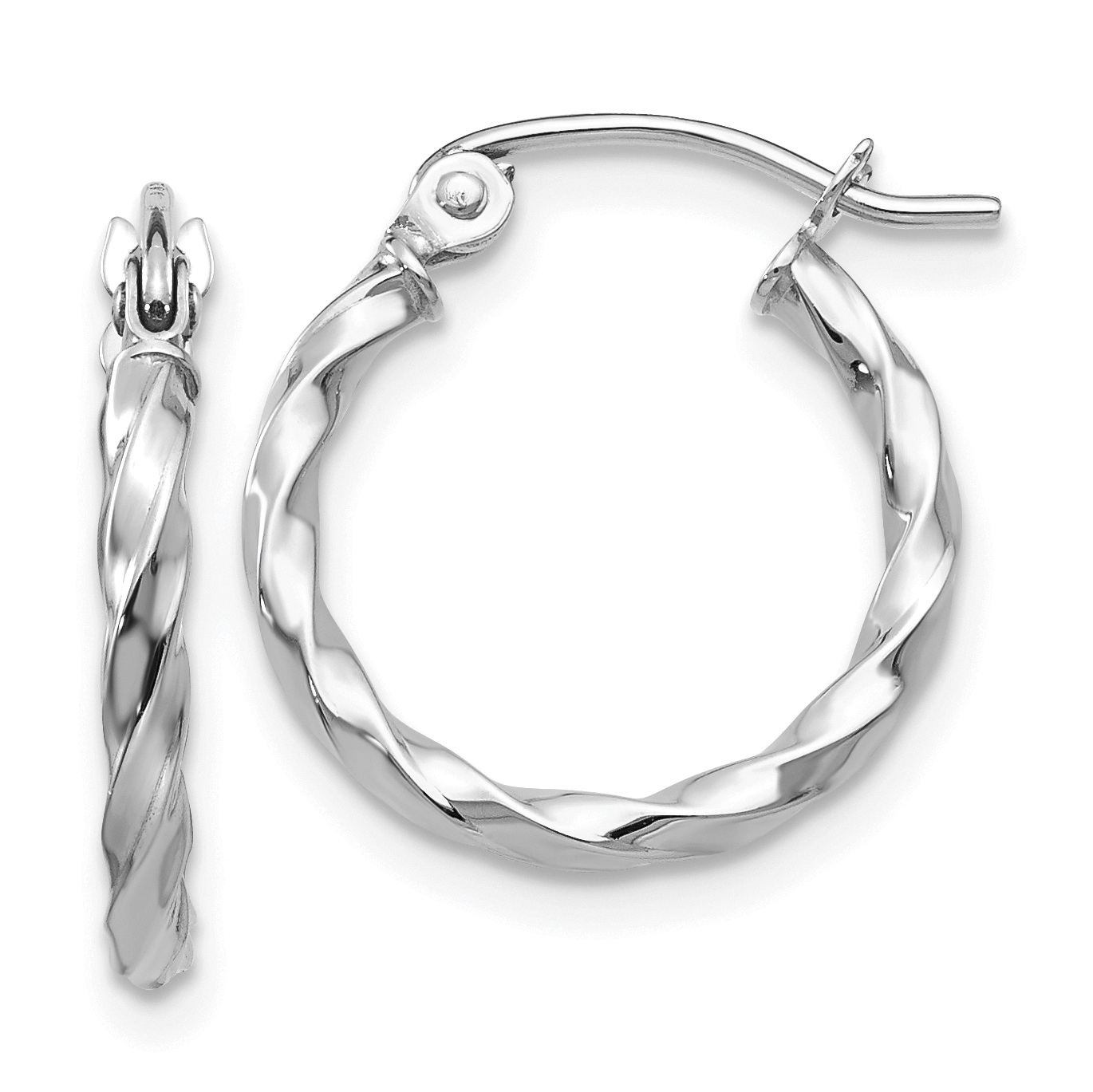  10 mm 14k White Gold 2mm Gold Twisted Tube Hoop Earrings  Unknown Friendly Weight 14K white gold - view 8