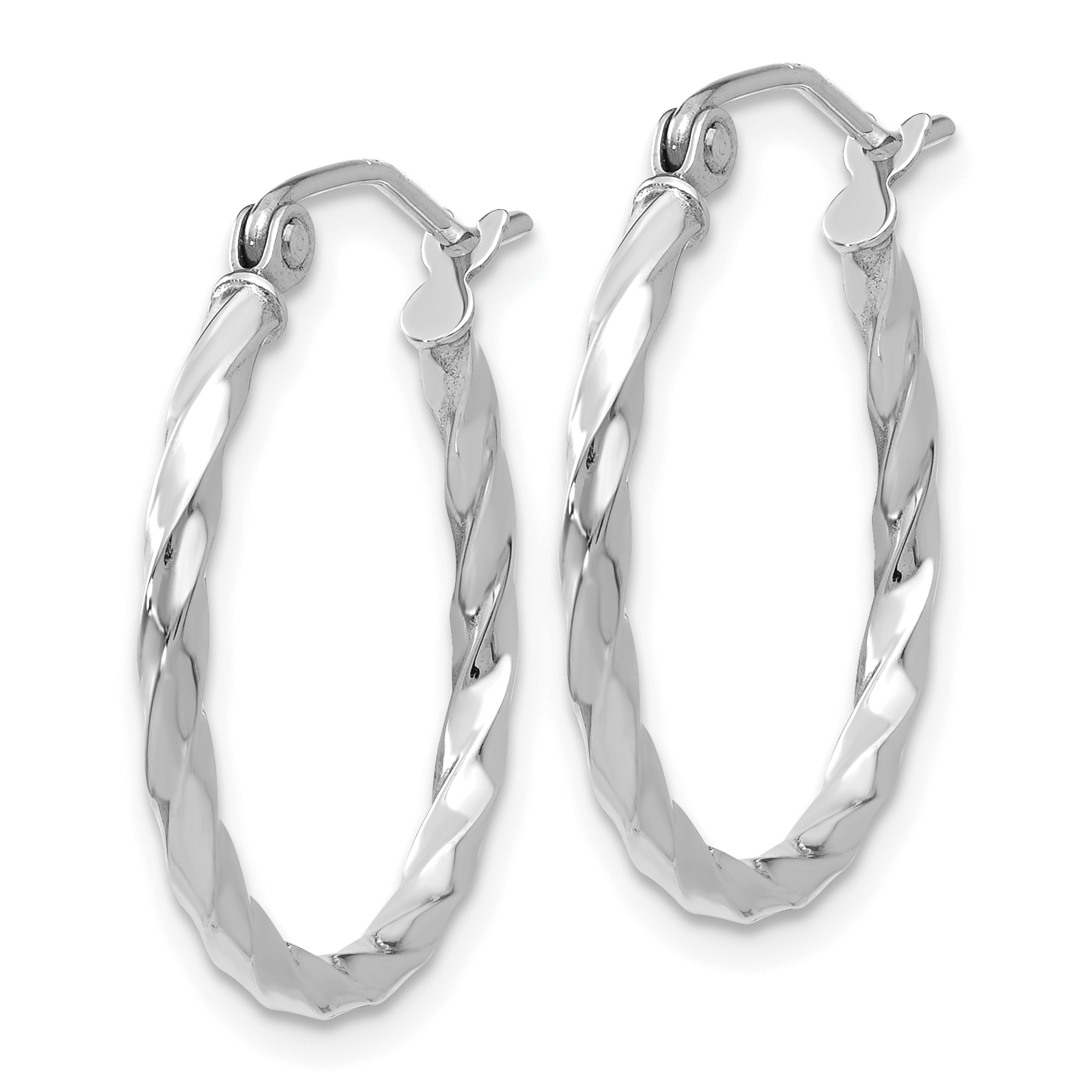  10 mm 14k White Gold 2mm Gold Twisted Tube Hoop Earrings  Unknown Friendly Weight 14K white gold - view 9