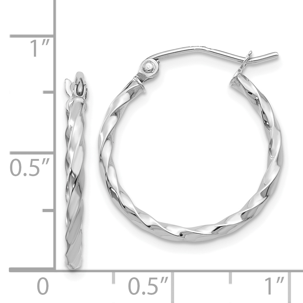  10 mm 14k White Gold 2mm Gold Twisted Tube Hoop Earrings  Unknown Friendly Weight 14K white gold - view 11