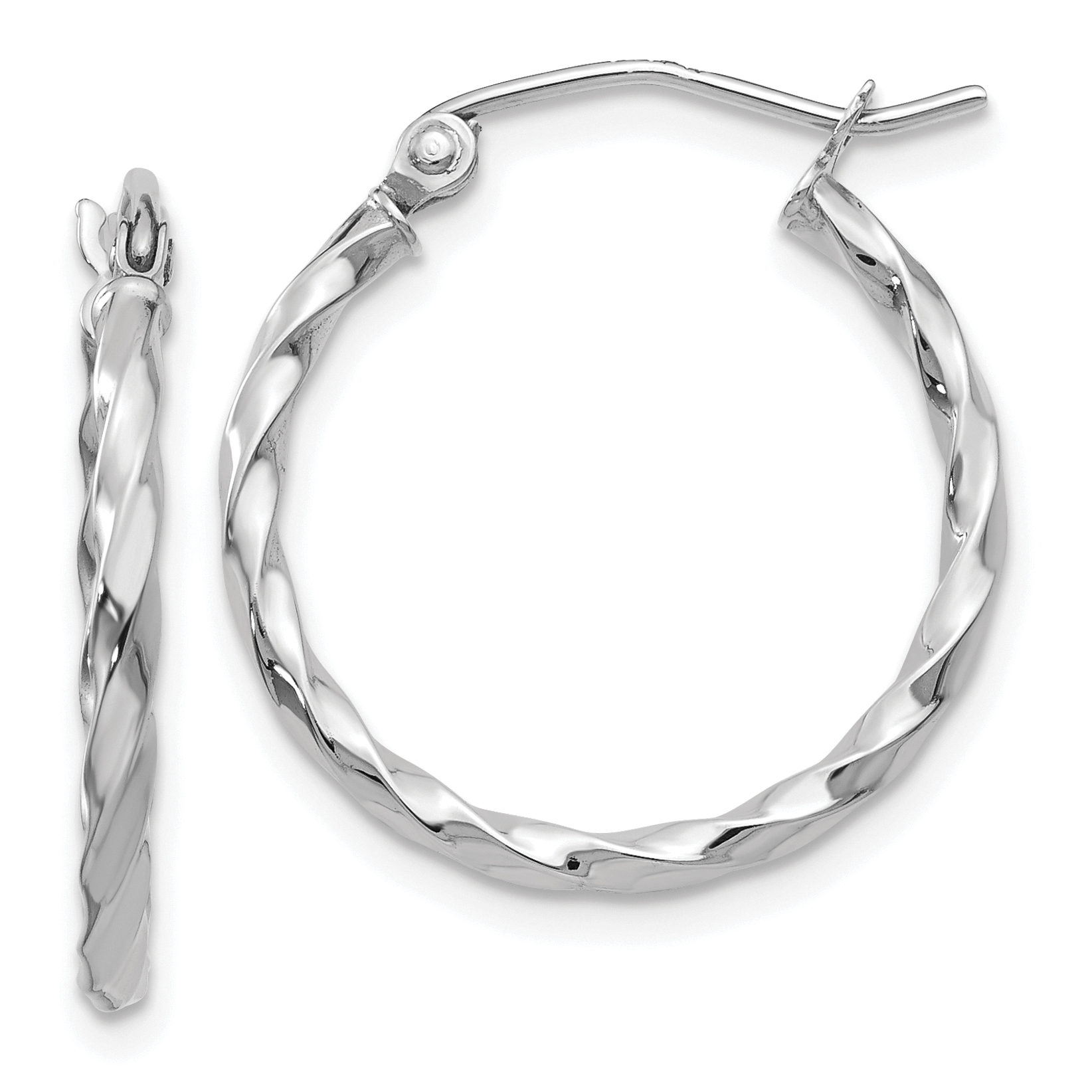  10 mm 14k White Gold 2mm Gold Twisted Tube Hoop Earrings  Unknown Friendly Weight 14K white gold - view 12