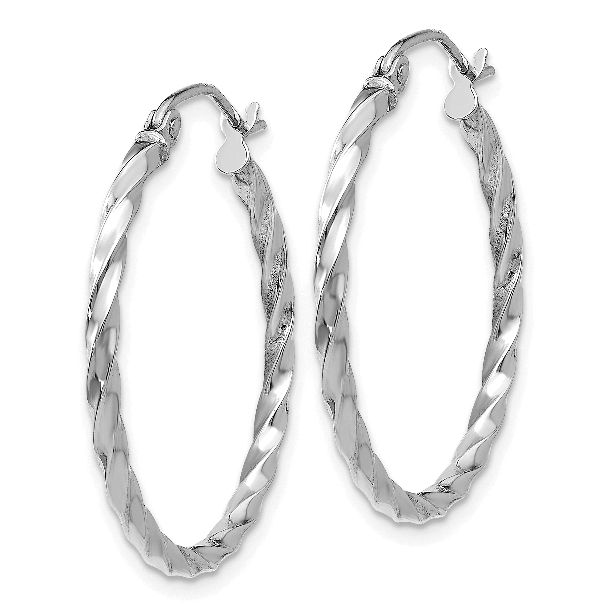  10 mm 14k White Gold 2mm Gold Twisted Tube Hoop Earrings  Unknown Friendly Weight 14K white gold - view 13