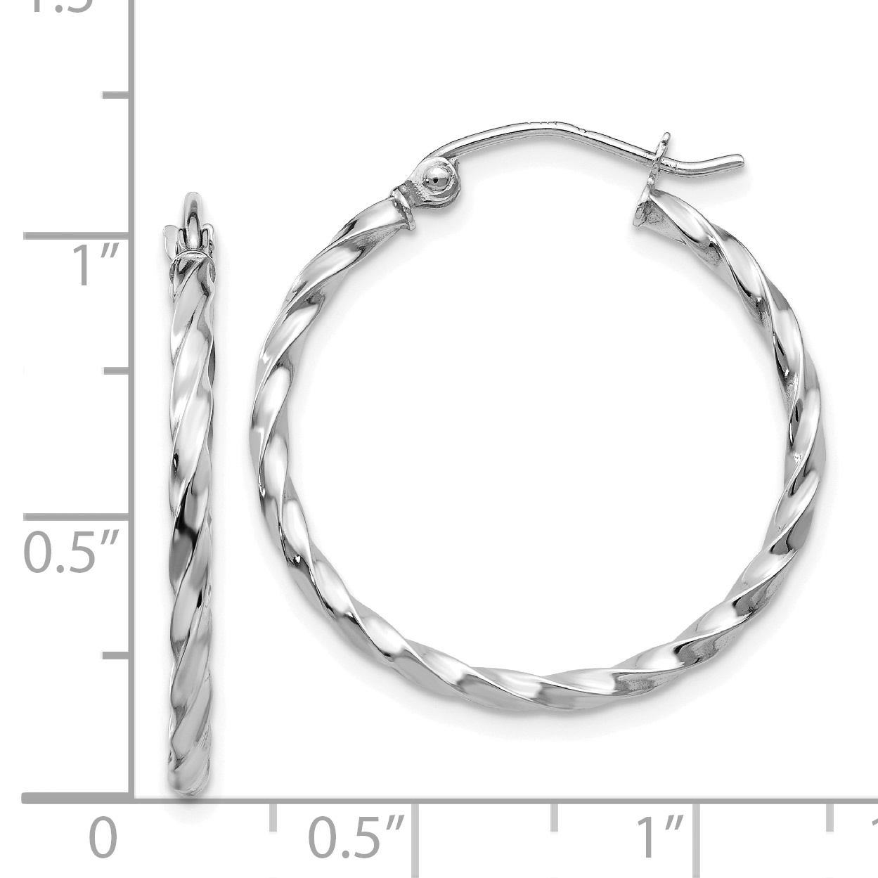  10 mm 14k White Gold 2mm Gold Twisted Tube Hoop Earrings  Unknown Friendly Weight 14K white gold - view 15