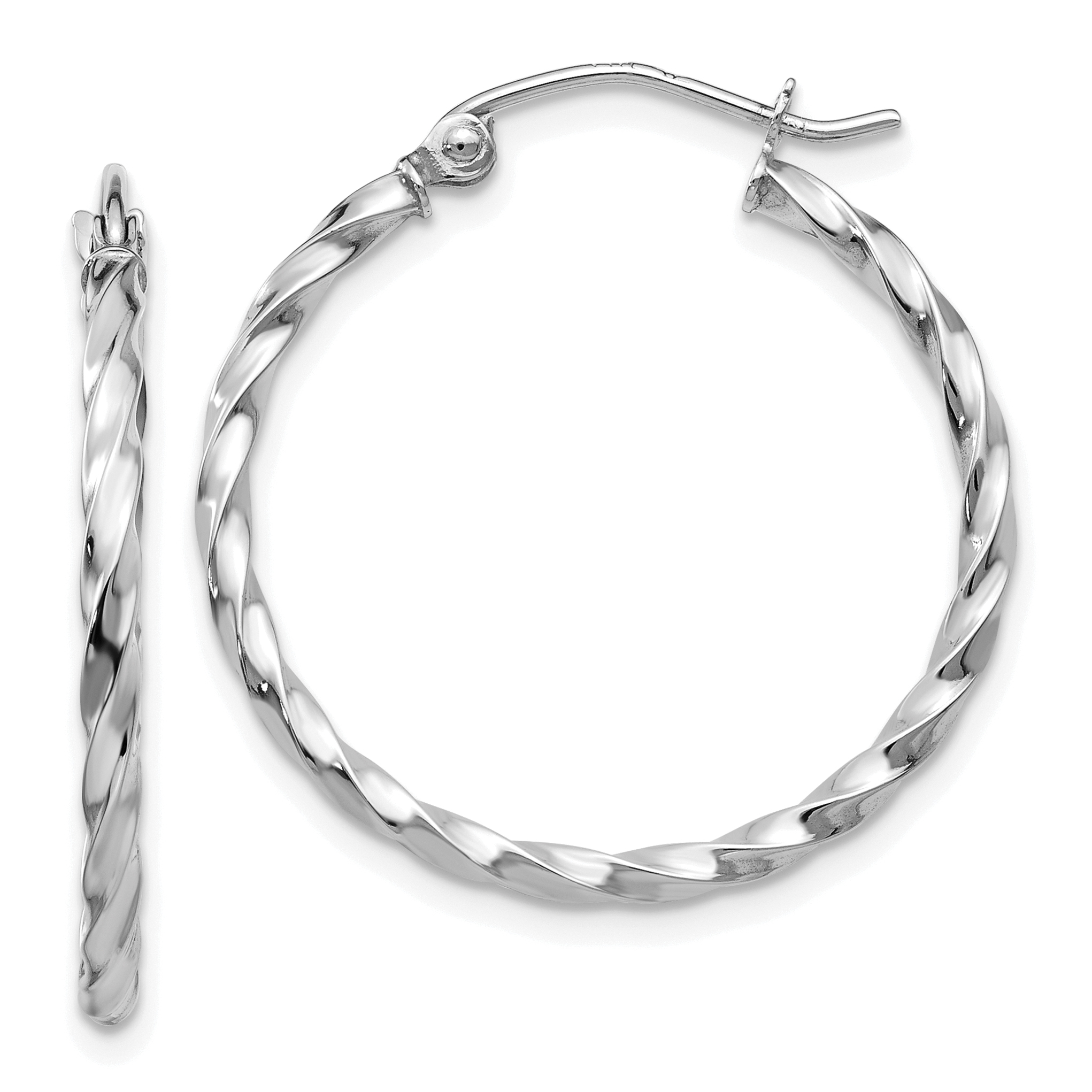  10 mm 14k White Gold 2mm Gold Twisted Tube Hoop Earrings  Unknown Friendly Weight 14K white gold - view 16