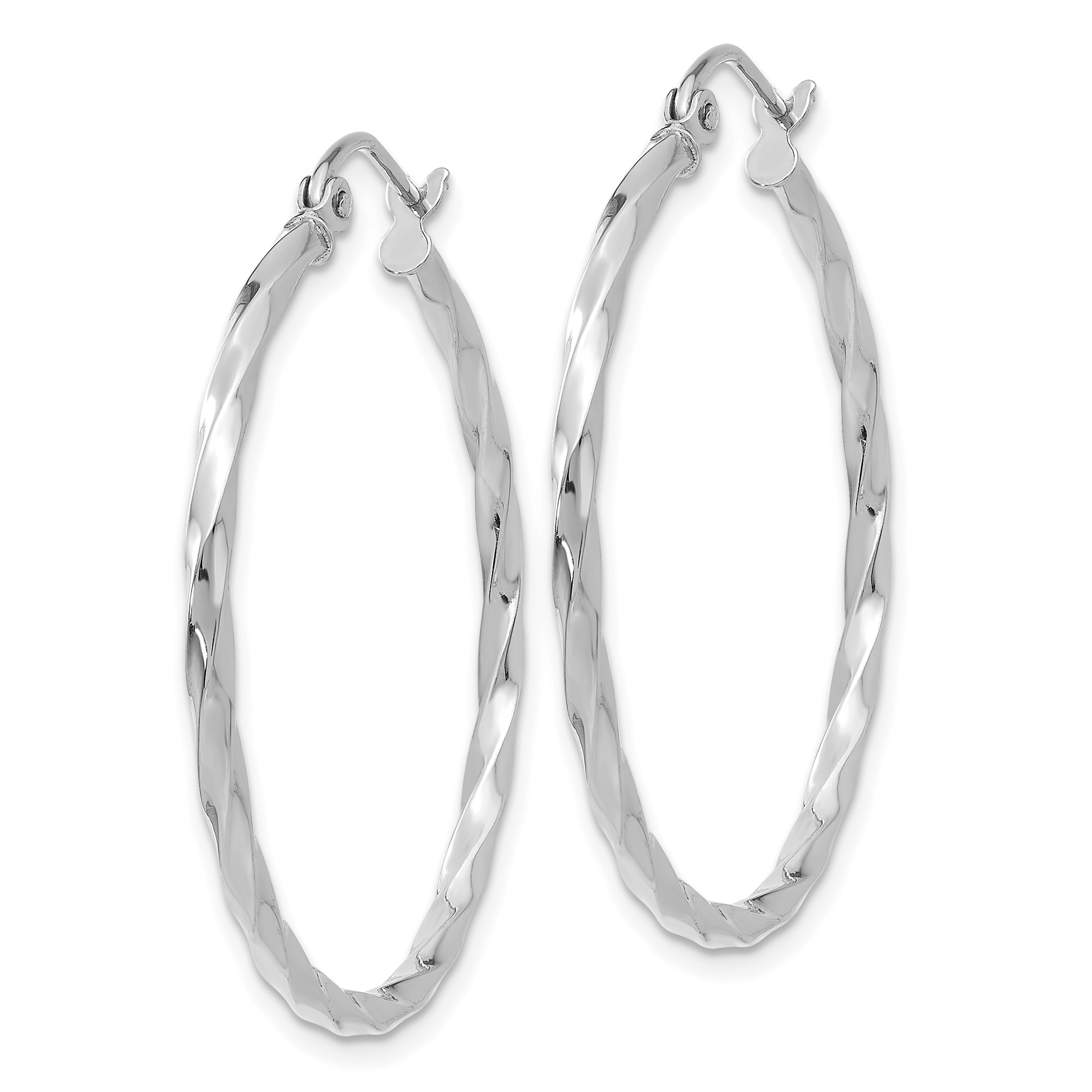  10 mm 14k White Gold 2mm Gold Twisted Tube Hoop Earrings  Unknown Friendly Weight 14K white gold - view 17