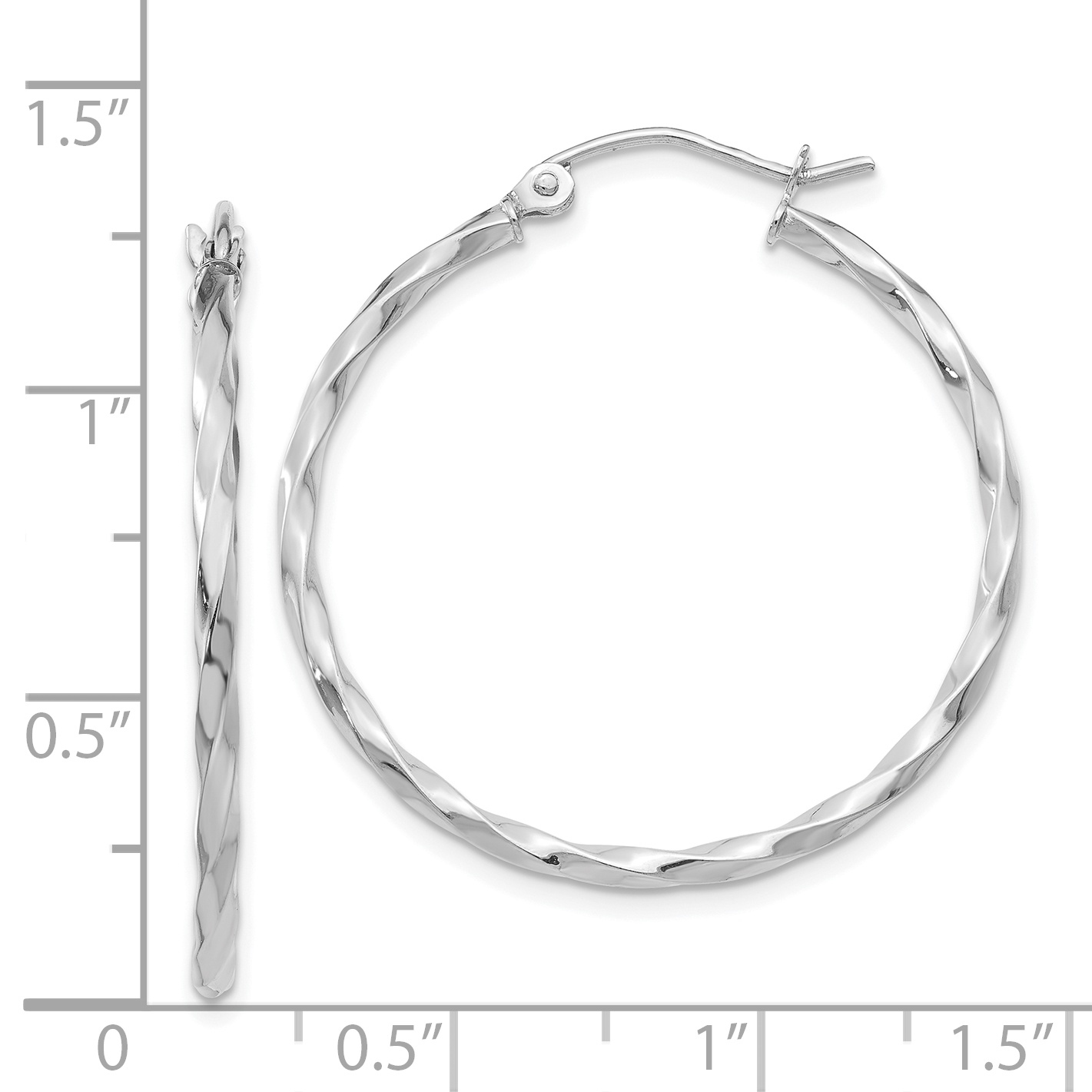  10 mm 14k White Gold 2mm Gold Twisted Tube Hoop Earrings  Unknown Friendly Weight 14K white gold - view 19