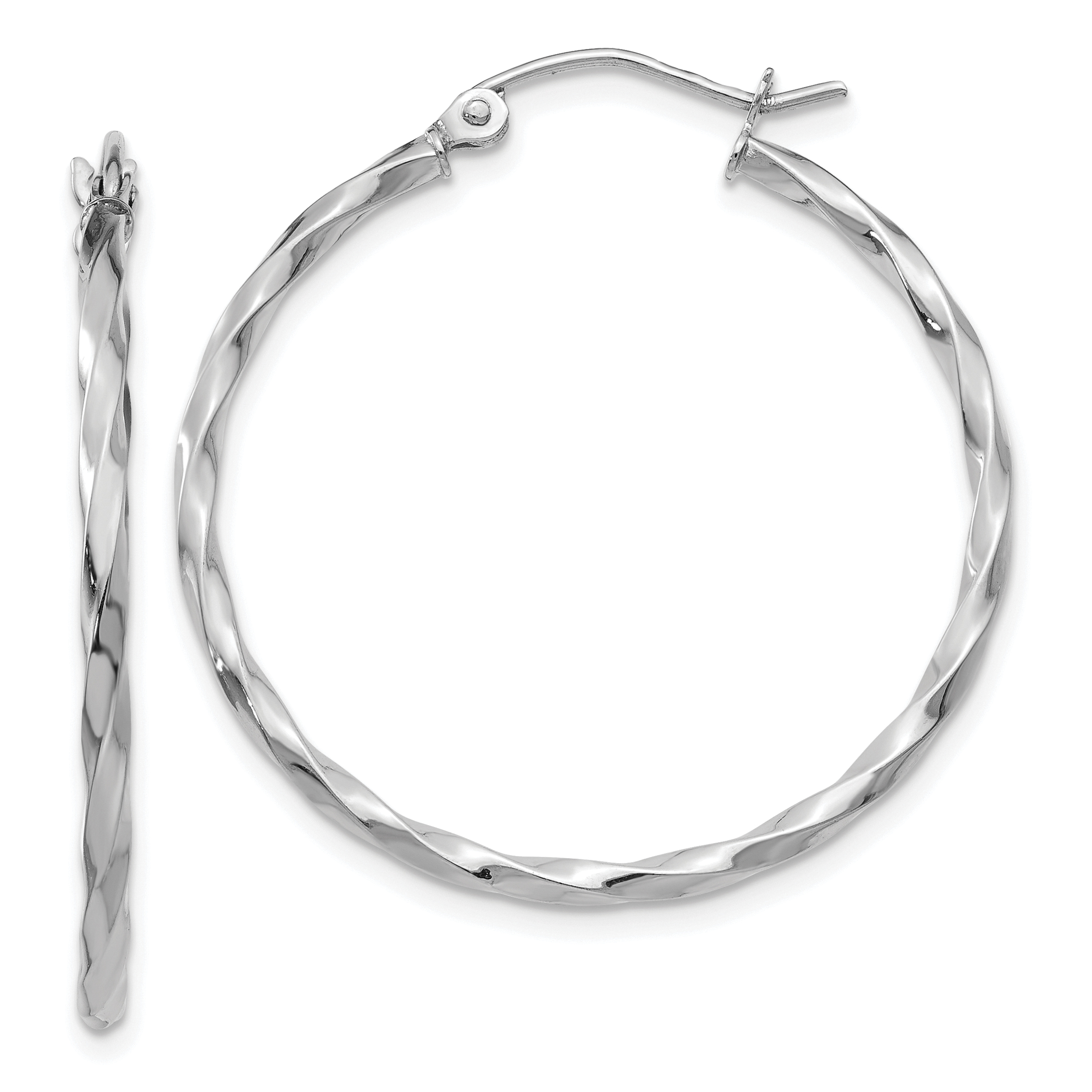  10 mm 14k White Gold 2mm Gold Twisted Tube Hoop Earrings  Unknown Friendly Weight 14K white gold - view 20