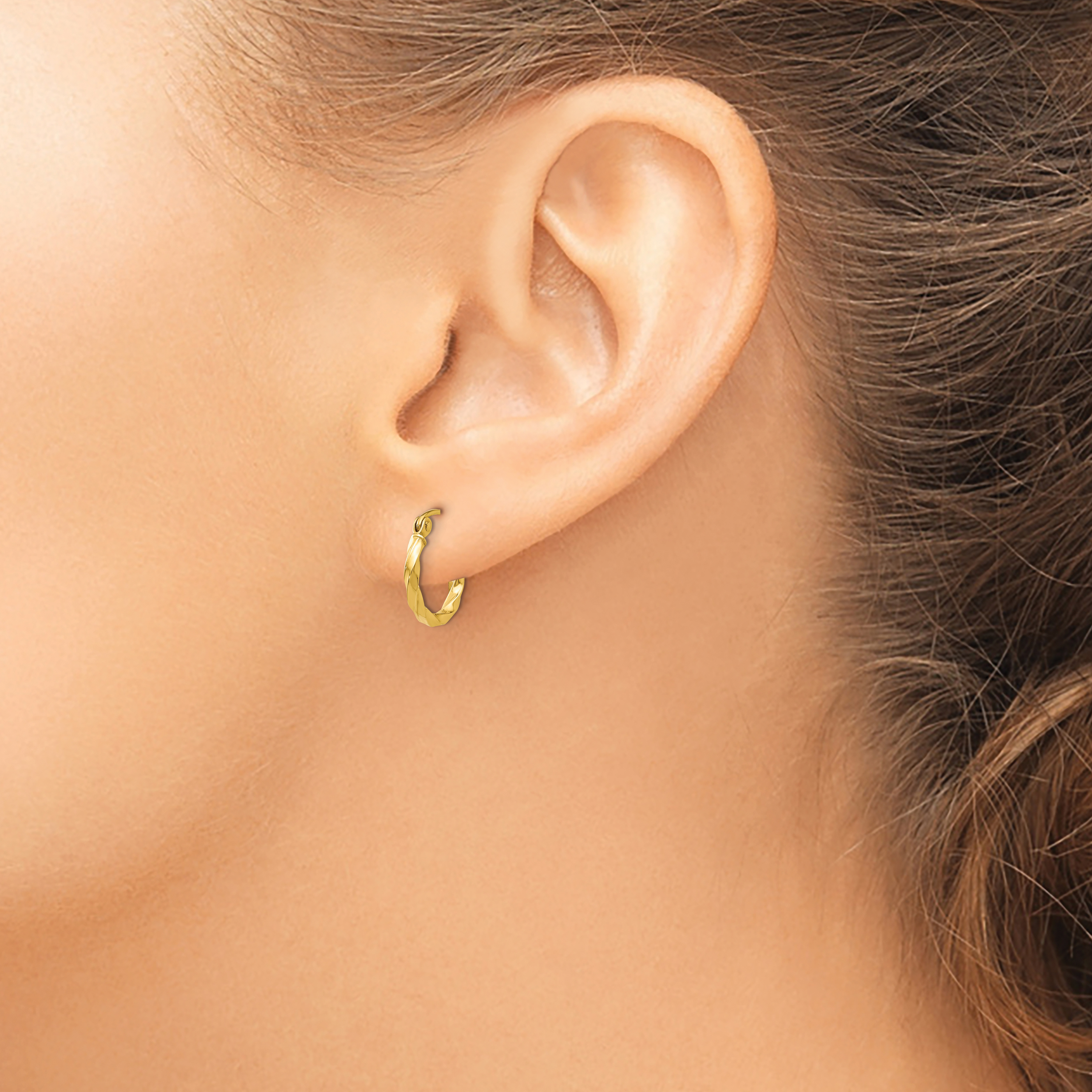  10 mm 14k Yellow Gold 2mm Gold Twisted Tube Hoop Earrings  Unknown Friendly Weight 14K yellow gold - view 2