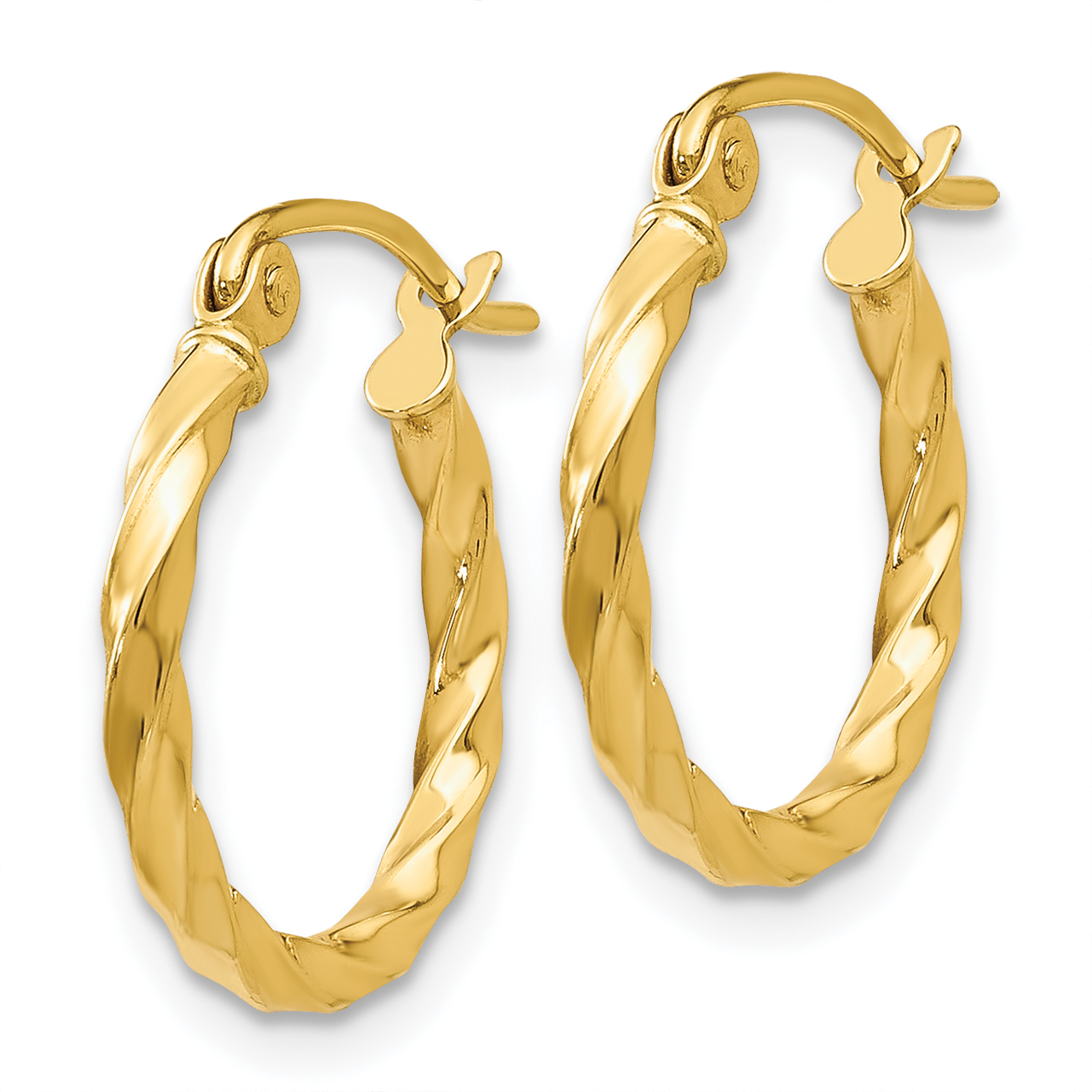  10 mm 14k Yellow Gold 2mm Gold Twisted Tube Hoop Earrings  Unknown Friendly Weight 14K yellow gold - view 5