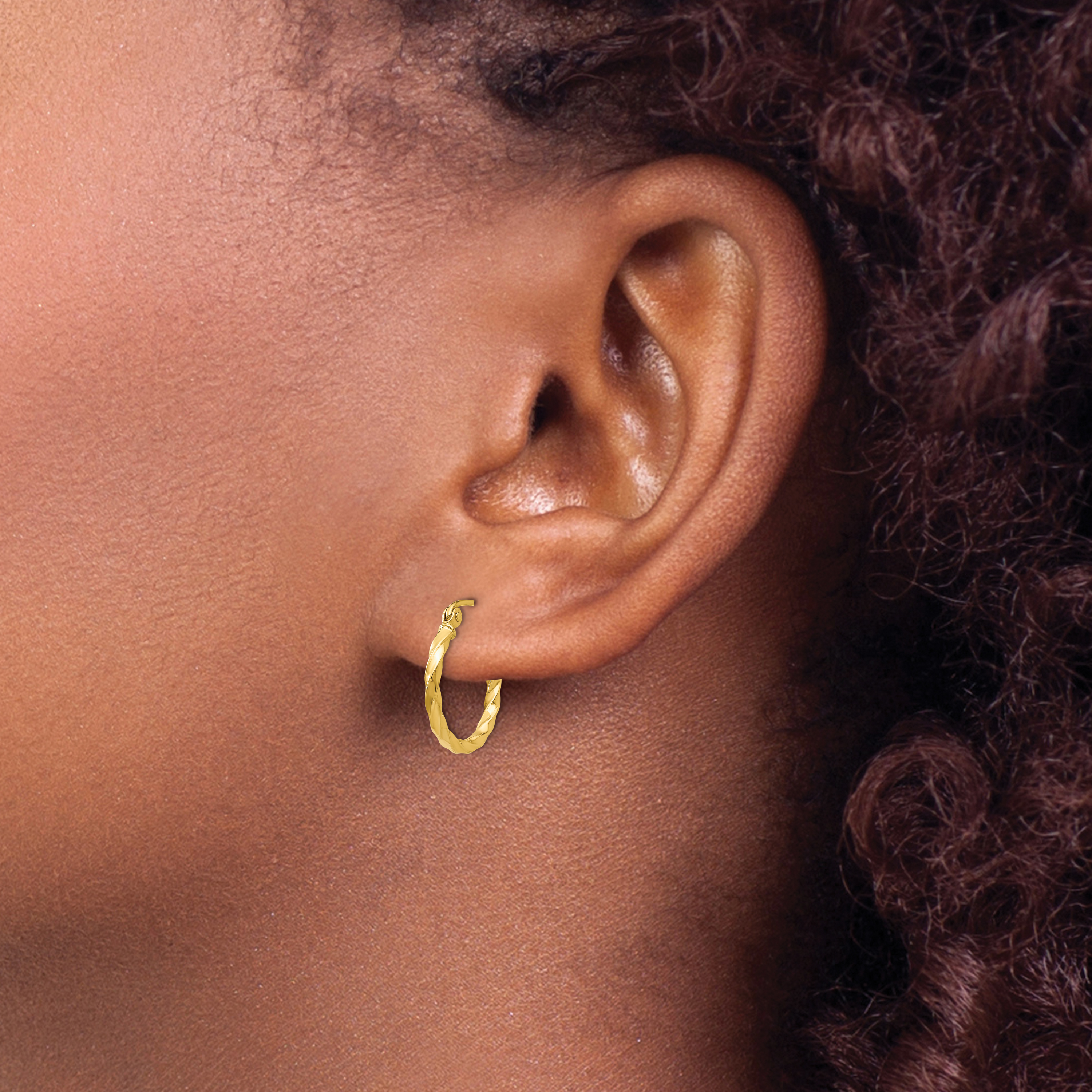 10 mm 14k Yellow Gold 2mm Gold Twisted Tube Hoop Earrings  Unknown Friendly Weight 14K yellow gold - view 6