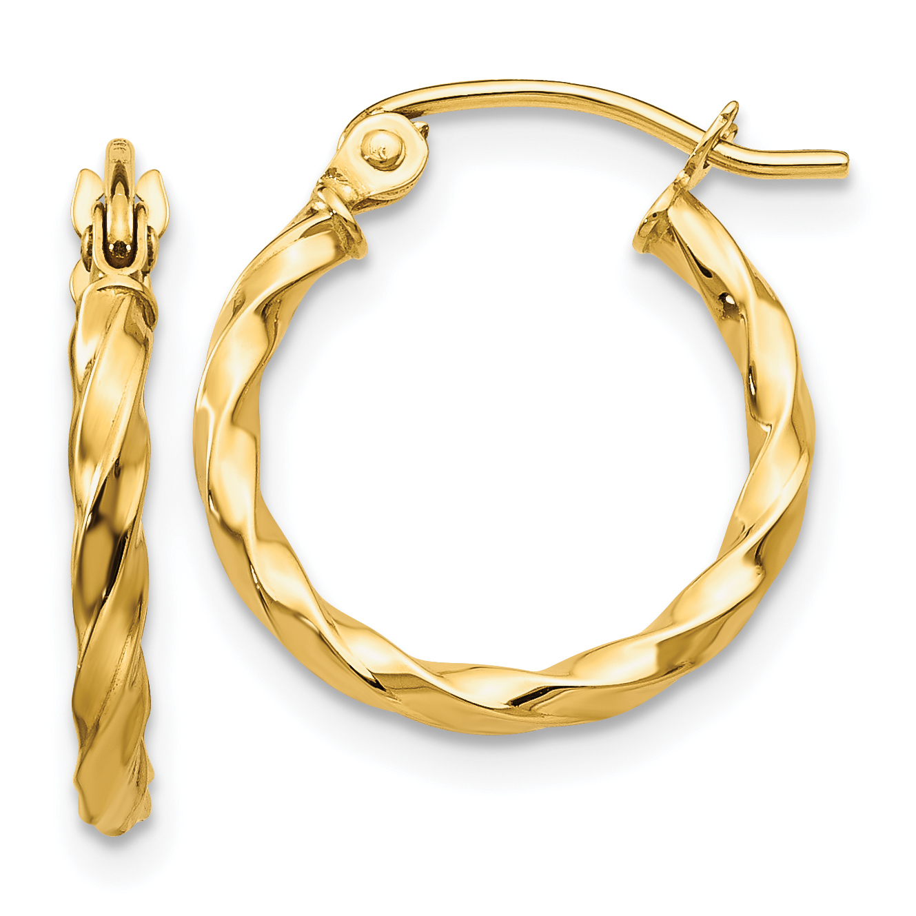  10 mm 14k Yellow Gold 2mm Gold Twisted Tube Hoop Earrings  Unknown Friendly Weight 14K yellow gold - view 8