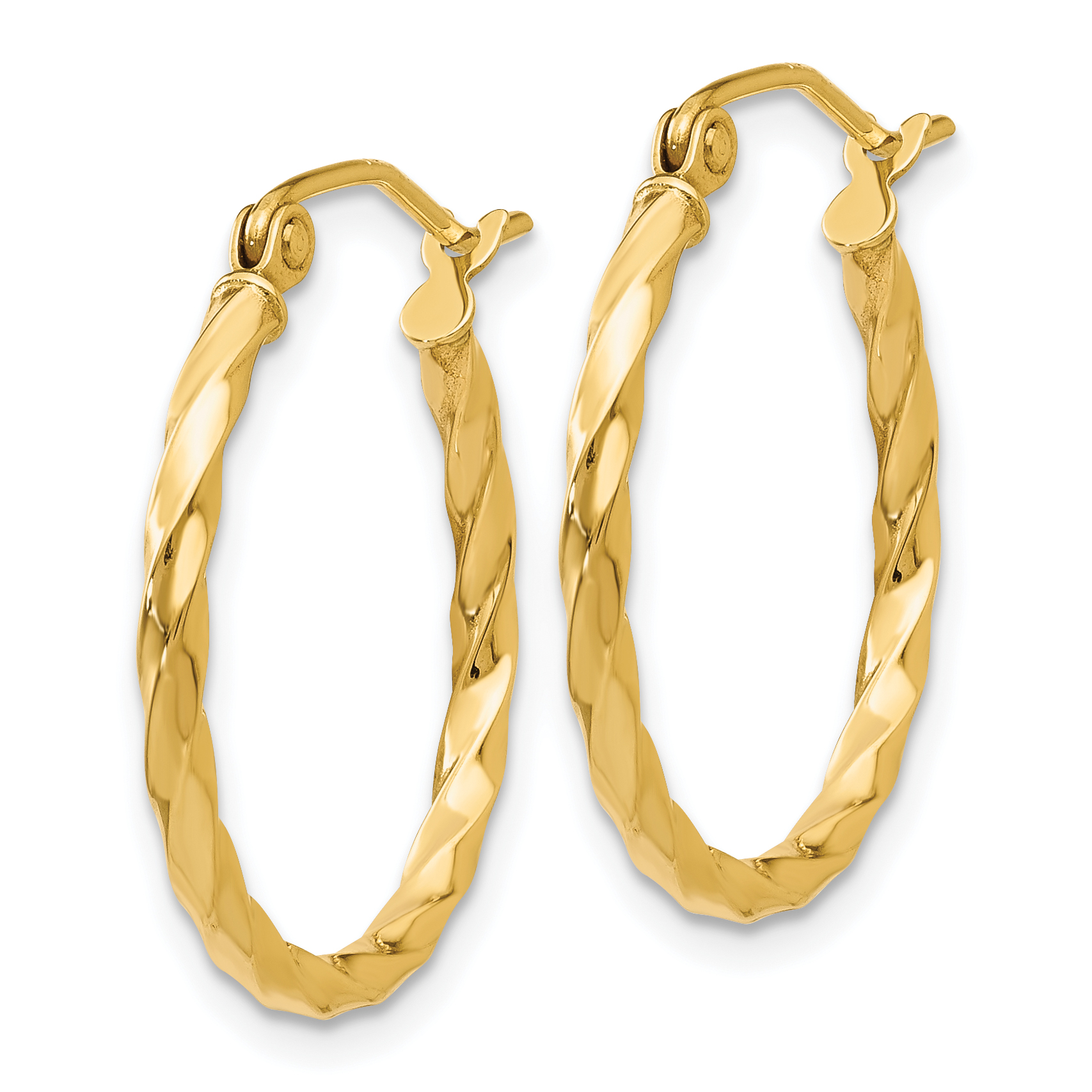  10 mm 14k Yellow Gold 2mm Gold Twisted Tube Hoop Earrings  Unknown Friendly Weight 14K yellow gold - view 9