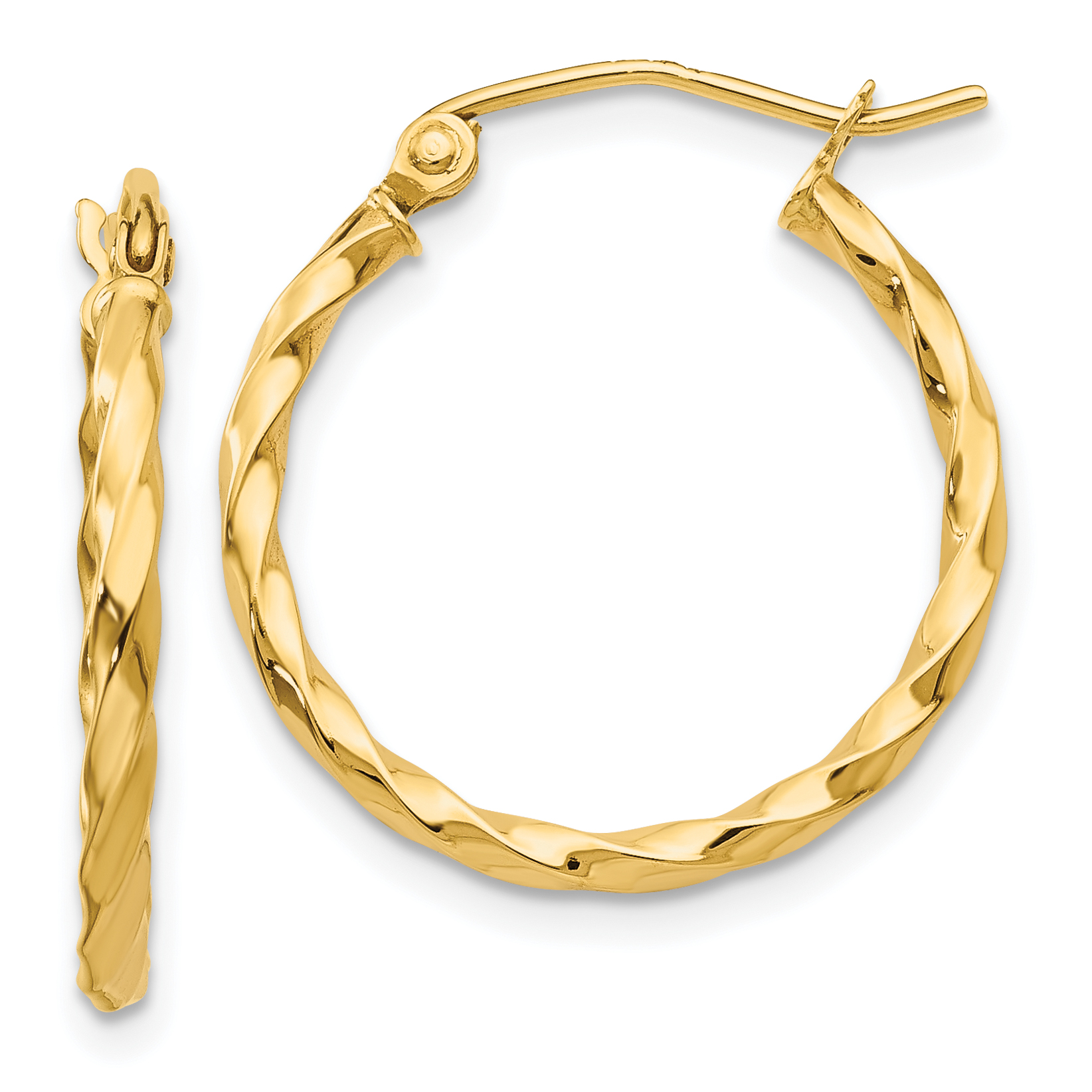  10 mm 14k Yellow Gold 2mm Gold Twisted Tube Hoop Earrings  Unknown Friendly Weight 14K yellow gold - view 12