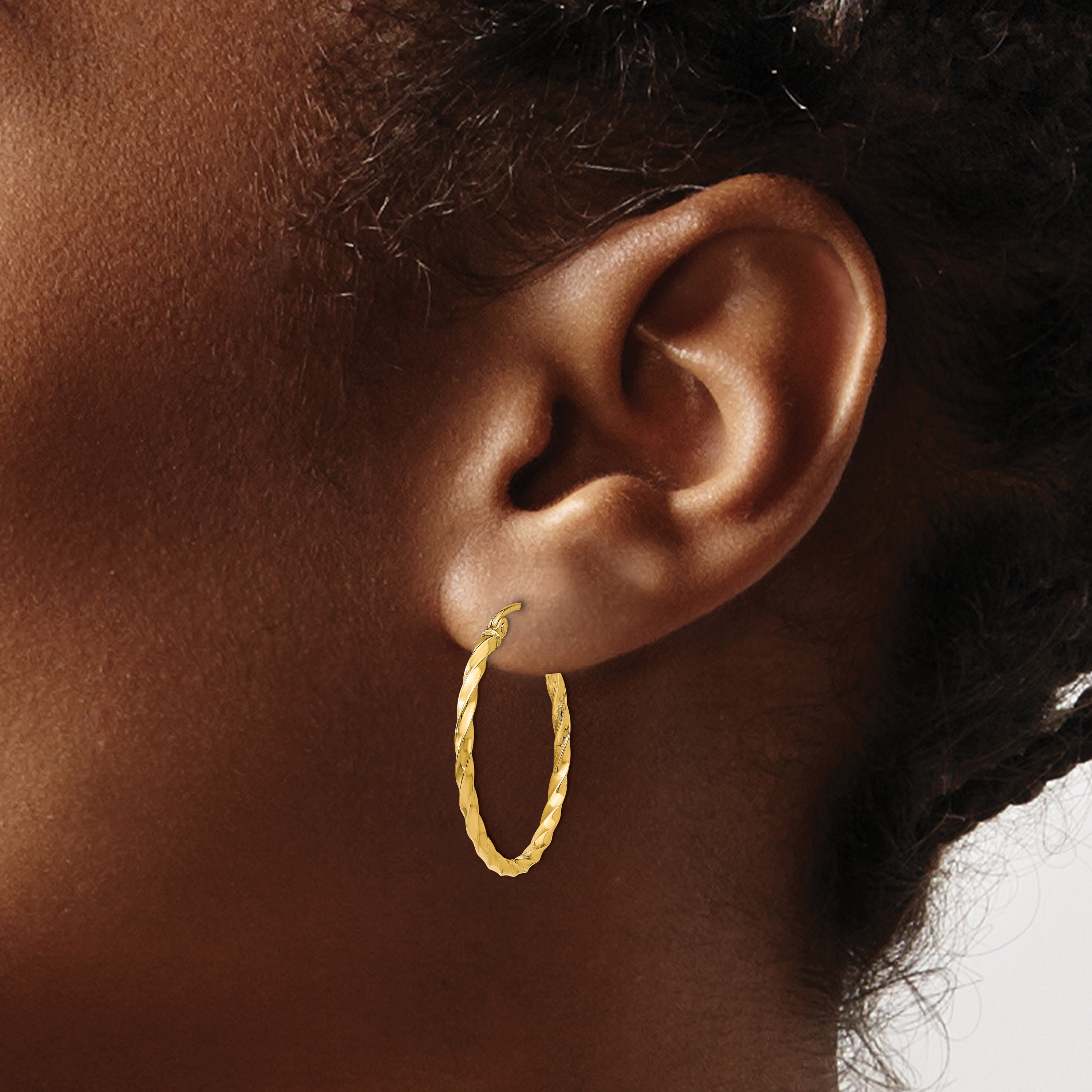  10 mm 14k Yellow Gold 2mm Gold Twisted Tube Hoop Earrings  Unknown Friendly Weight 14K yellow gold - view 14
