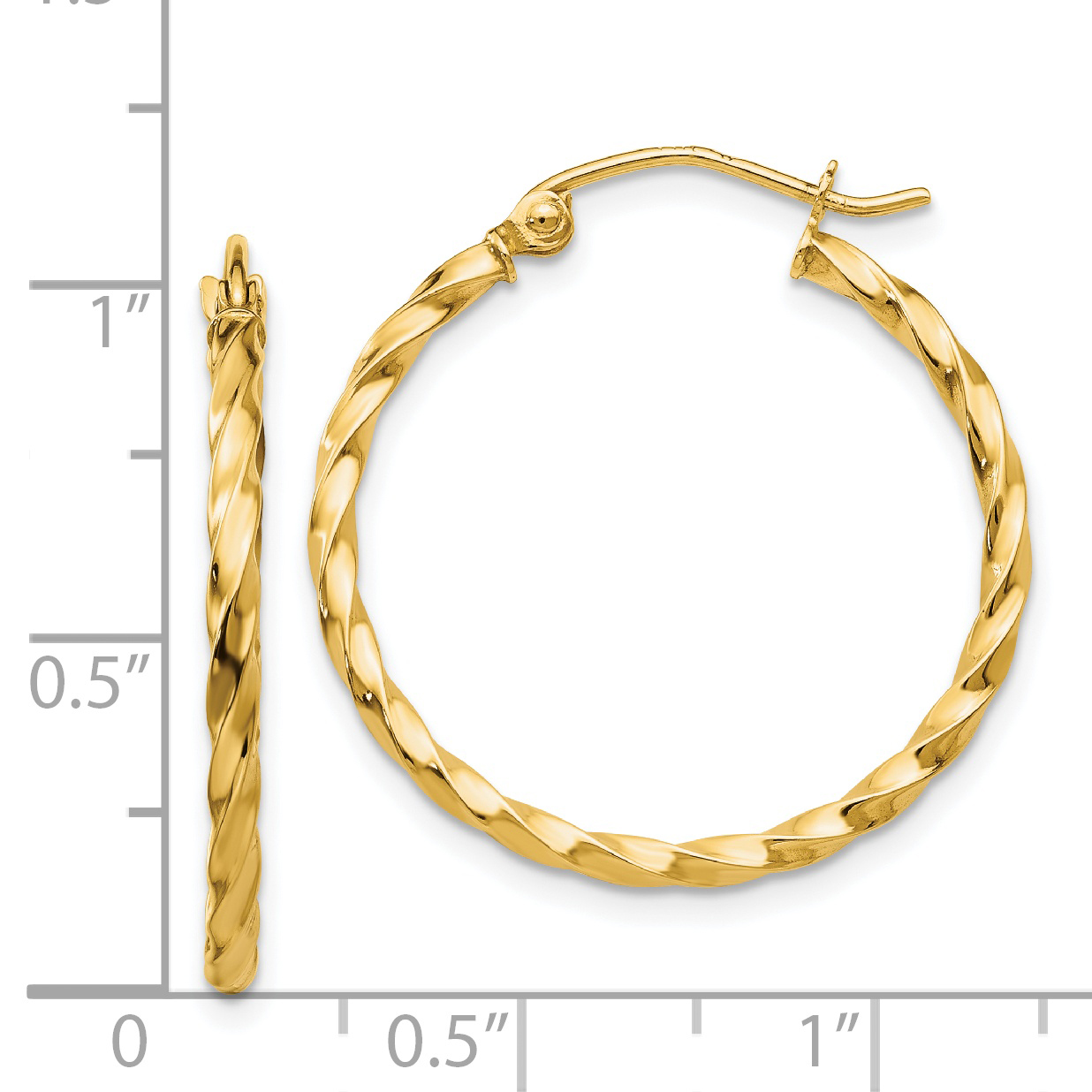  10 mm 14k Yellow Gold 2mm Gold Twisted Tube Hoop Earrings  Unknown Friendly Weight 14K yellow gold - view 15