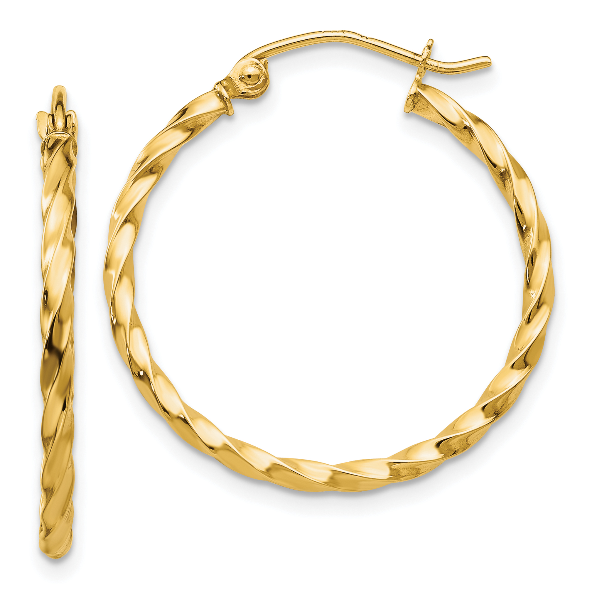  10 mm 14k Yellow Gold 2mm Gold Twisted Tube Hoop Earrings  Unknown Friendly Weight 14K yellow gold - view 16