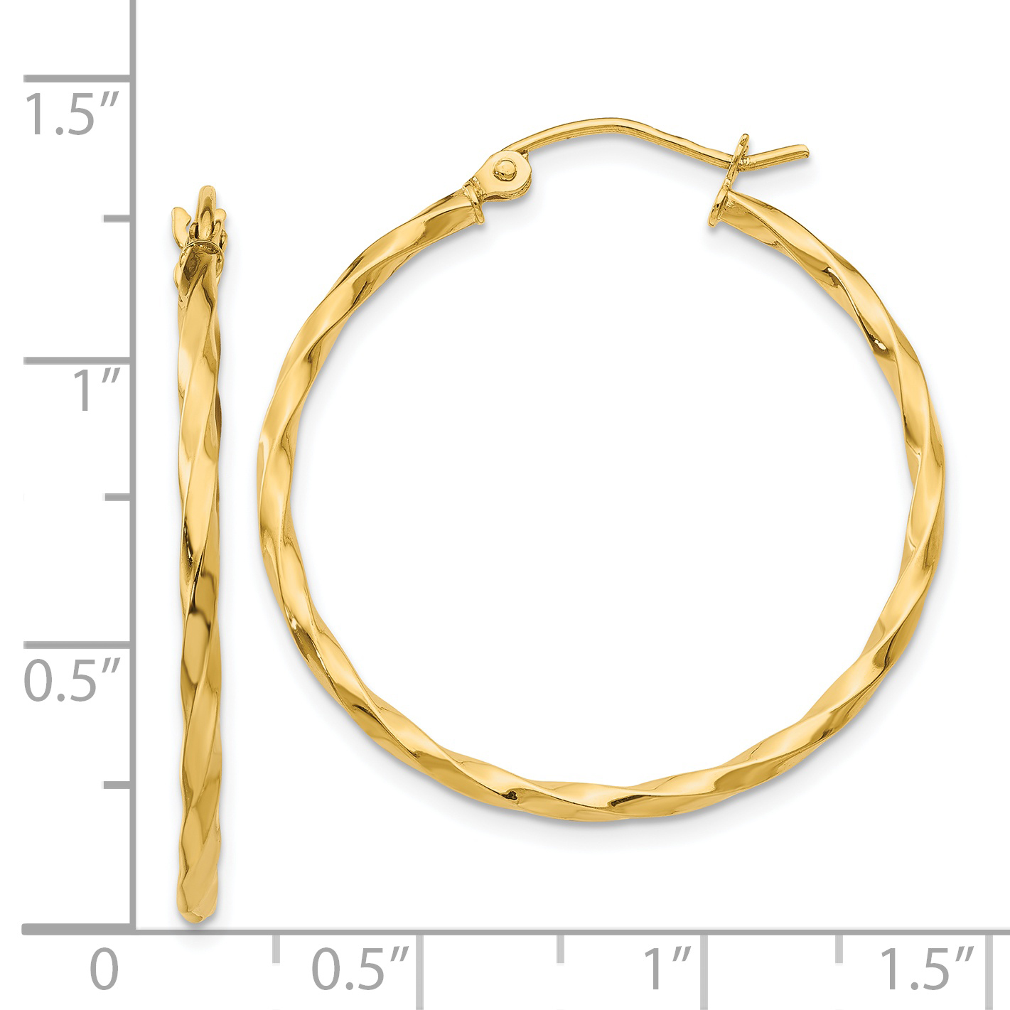  10 mm 14k Yellow Gold 2mm Gold Twisted Tube Hoop Earrings  Unknown Friendly Weight 14K yellow gold - view 19