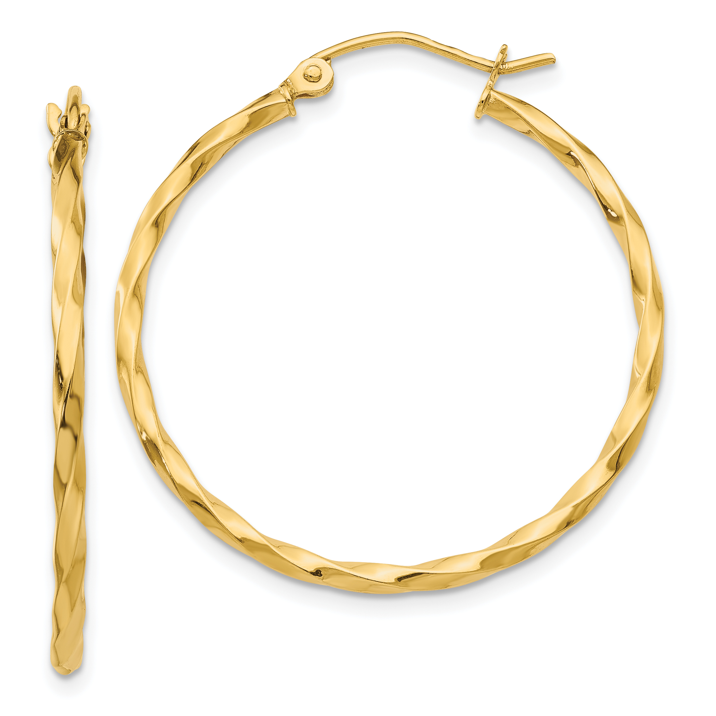  10 mm 14k Yellow Gold 2mm Gold Twisted Tube Hoop Earrings  Unknown Friendly Weight 14K yellow gold - view 20