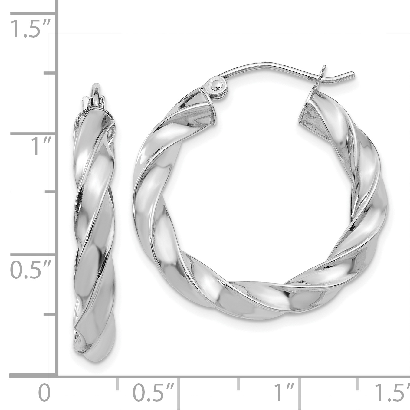  26.25 mm 14k White Gold 4mm Gold Twisted Tube Hoop Earrings  Unknown Friendly Weight 14K white gold - view 3