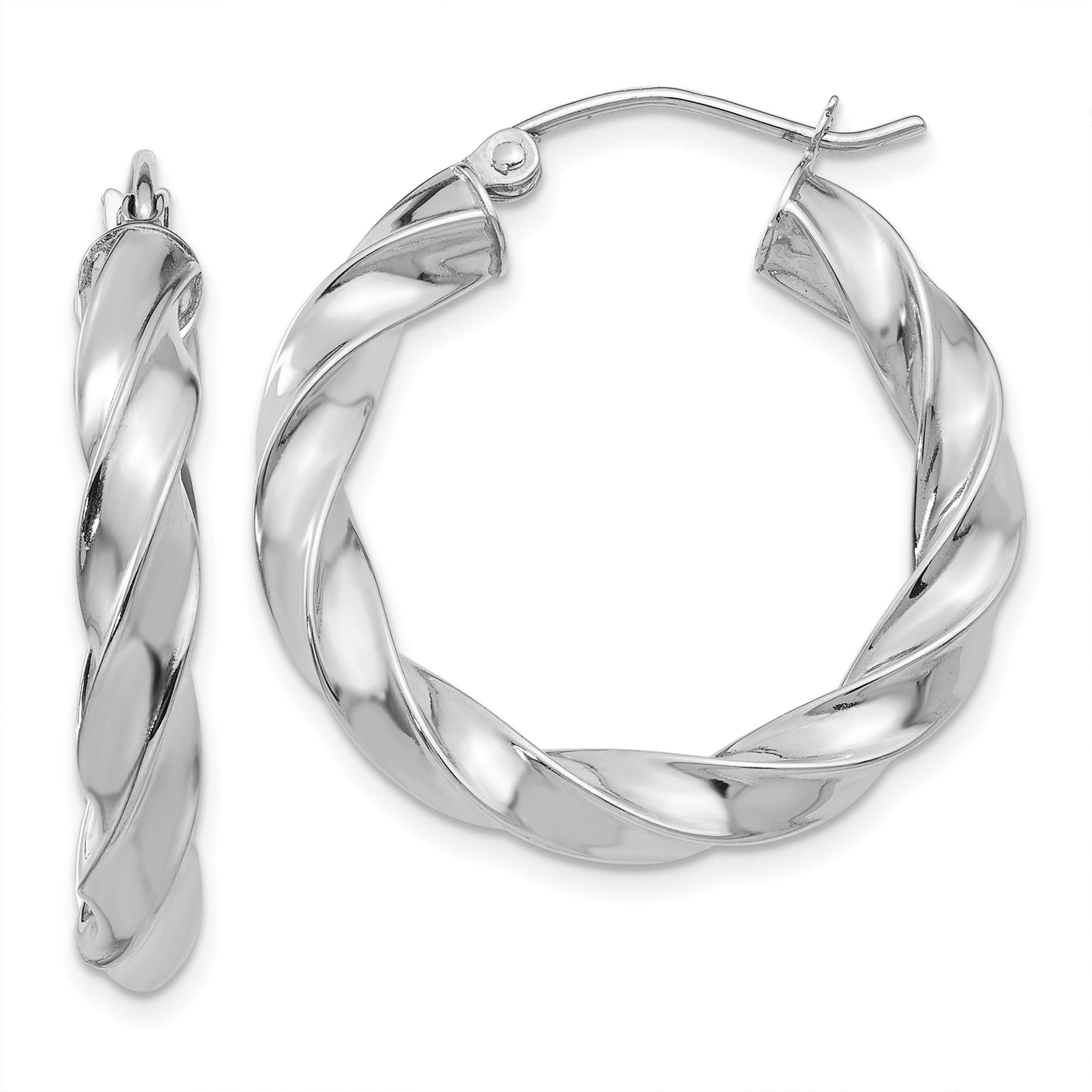  26.25 mm 14k White Gold 4mm Gold Twisted Tube Hoop Earrings  Unknown Friendly Weight 14K white gold - view 4
