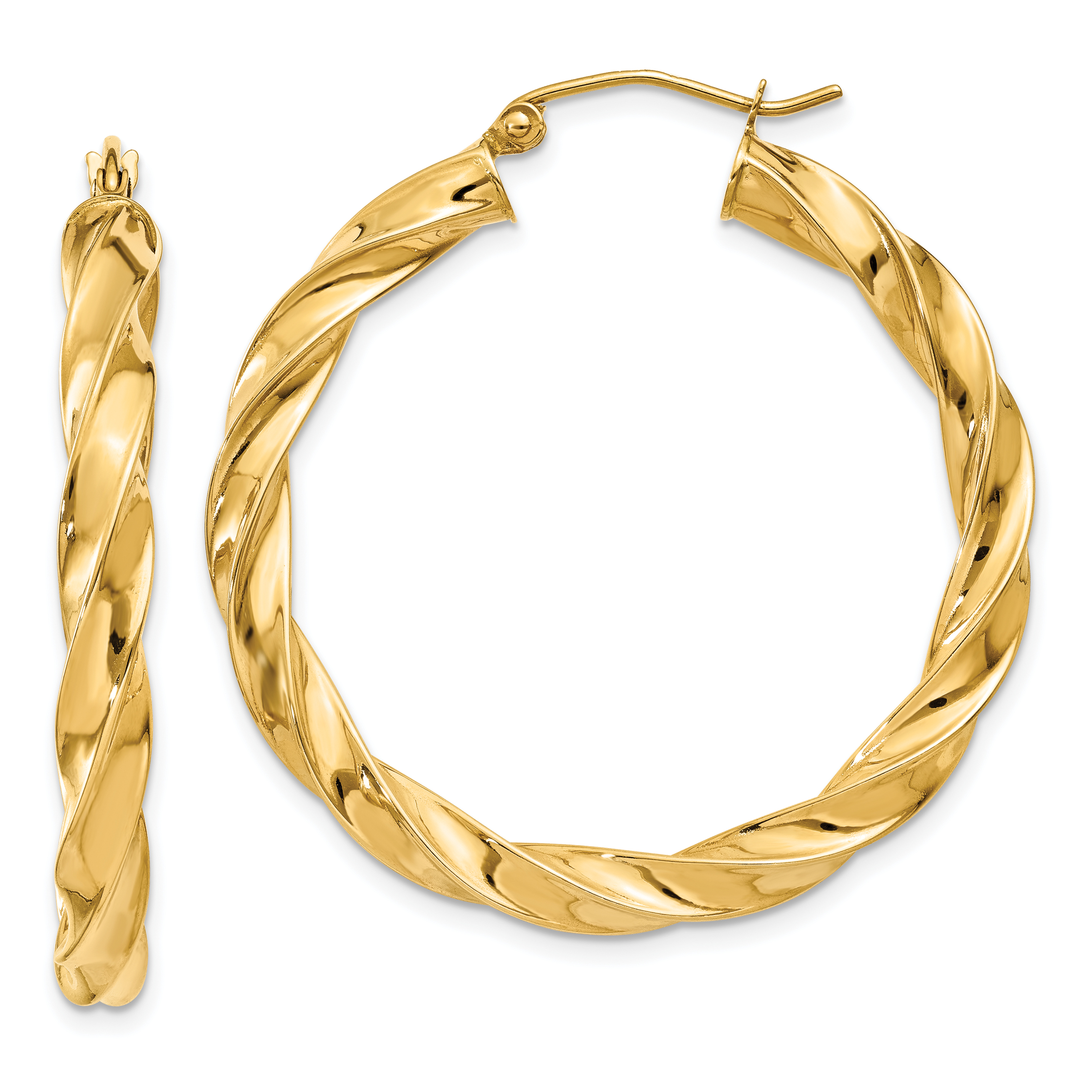  19.5 mm 14k Yellow Gold 4mm Gold Twisted Tube Hoop Earrings  Unknown Friendly Weight 14K yellow gold - view 16