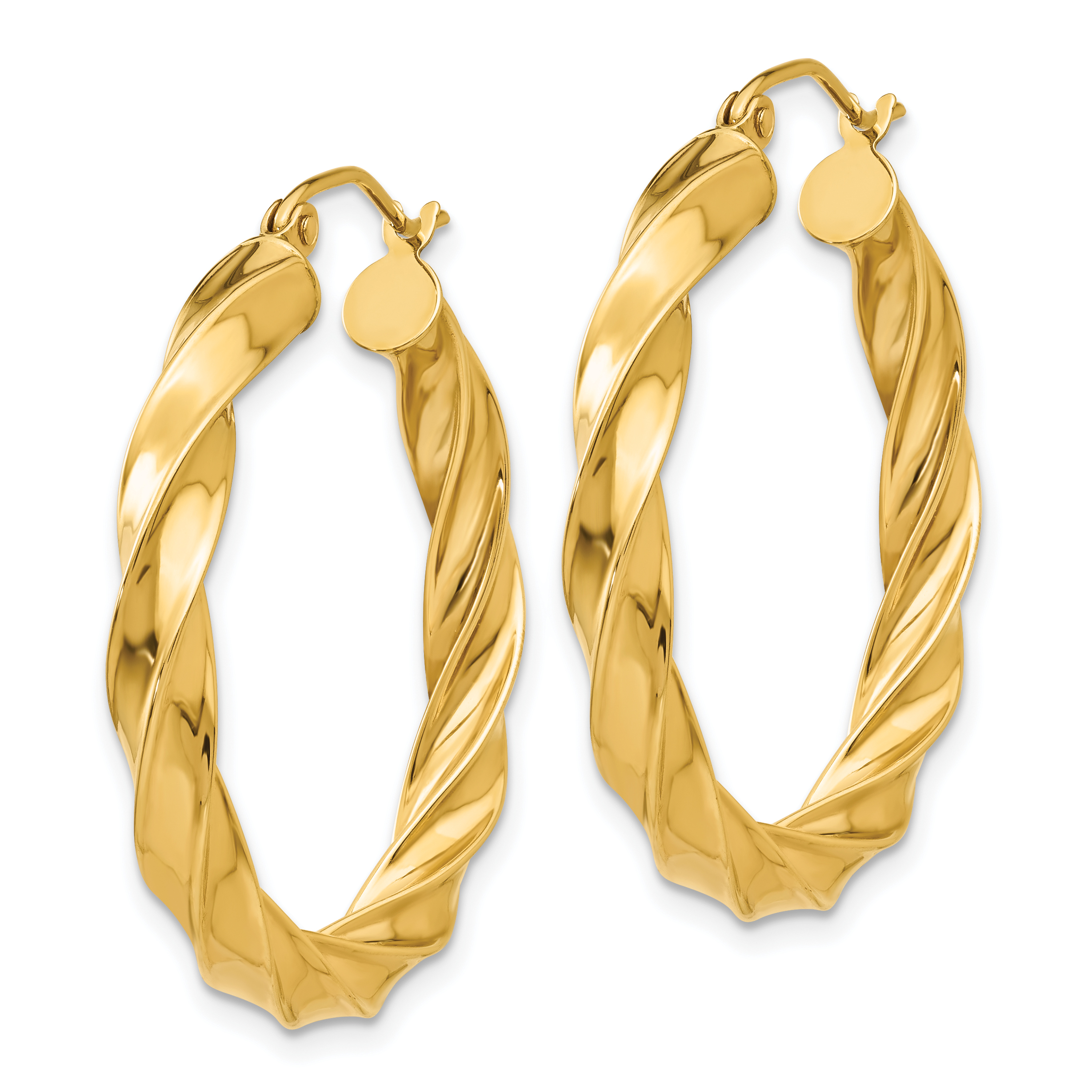  19.5 mm 14k Yellow Gold 4mm Gold Twisted Tube Hoop Earrings  Unknown Friendly Weight 14K yellow gold - view 9