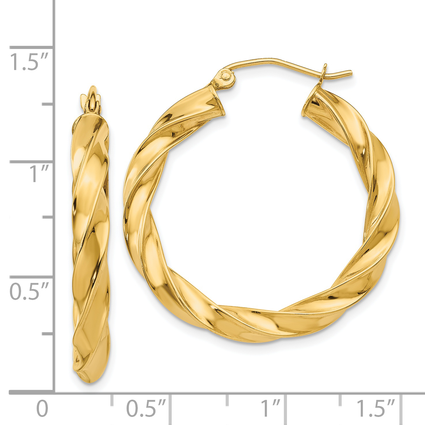  19.5 mm 14k Yellow Gold 4mm Gold Twisted Tube Hoop Earrings  Unknown Friendly Weight 14K yellow gold - view 11