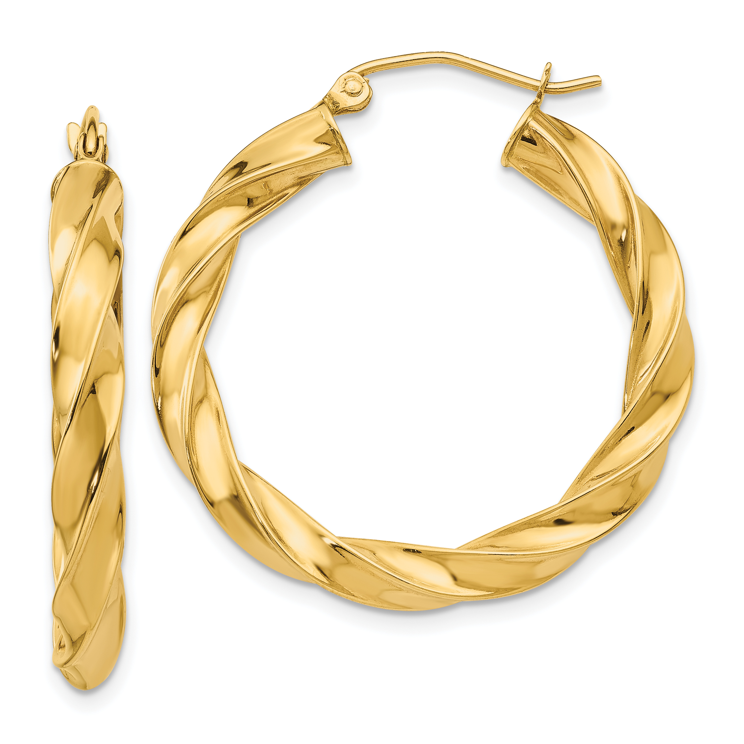  19.5 mm 14k Yellow Gold 4mm Gold Twisted Tube Hoop Earrings  Unknown Friendly Weight 14K yellow gold - view 12