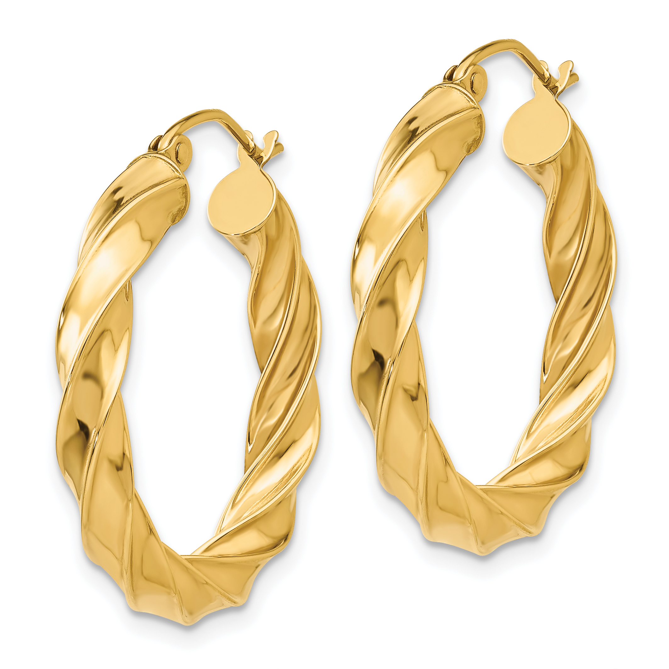  19.5 mm 14k Yellow Gold 4mm Gold Twisted Tube Hoop Earrings  Unknown Friendly Weight 14K yellow gold - view 5