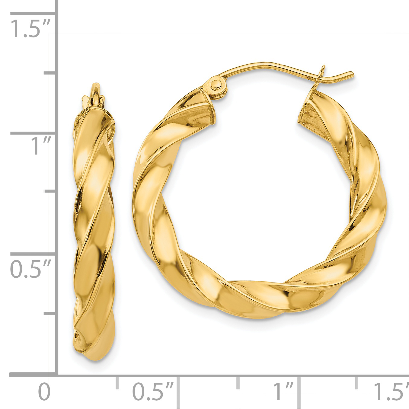 19.5 mm 14k Yellow Gold 4mm Gold Twisted Tube Hoop Earrings  Unknown Friendly Weight 14K yellow gold - view 7