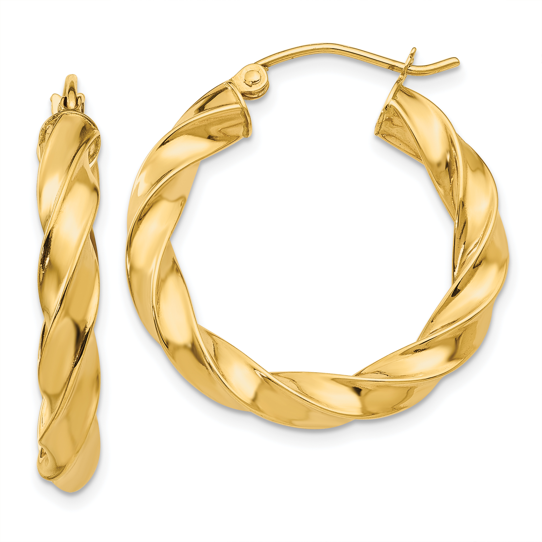  19.5 mm 14k Yellow Gold 4mm Gold Twisted Tube Hoop Earrings  Unknown Friendly Weight 14K yellow gold - view 8