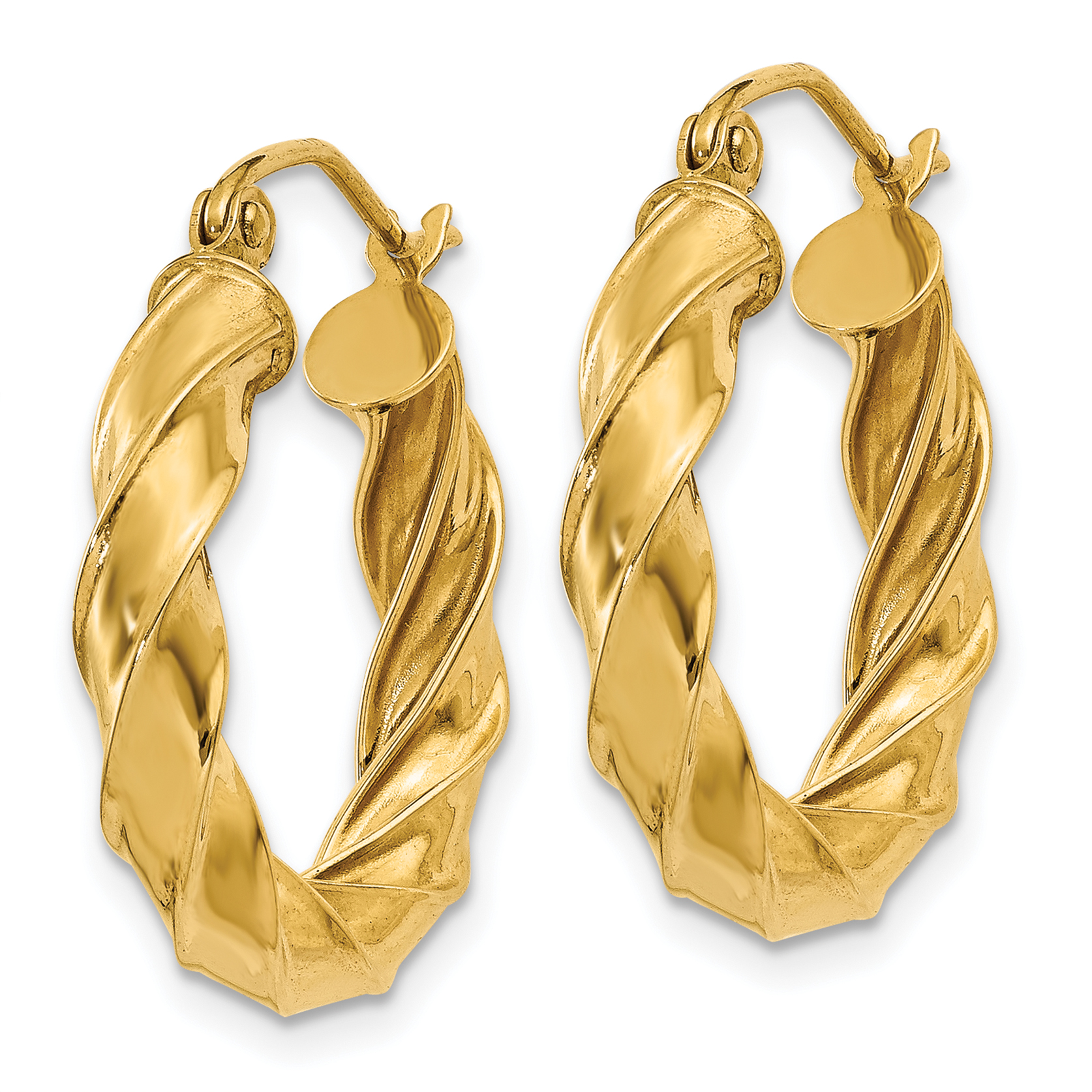  19.5 mm 14k Yellow Gold 4mm Gold Twisted Tube Hoop Earrings  Unknown Friendly Weight 14K yellow gold