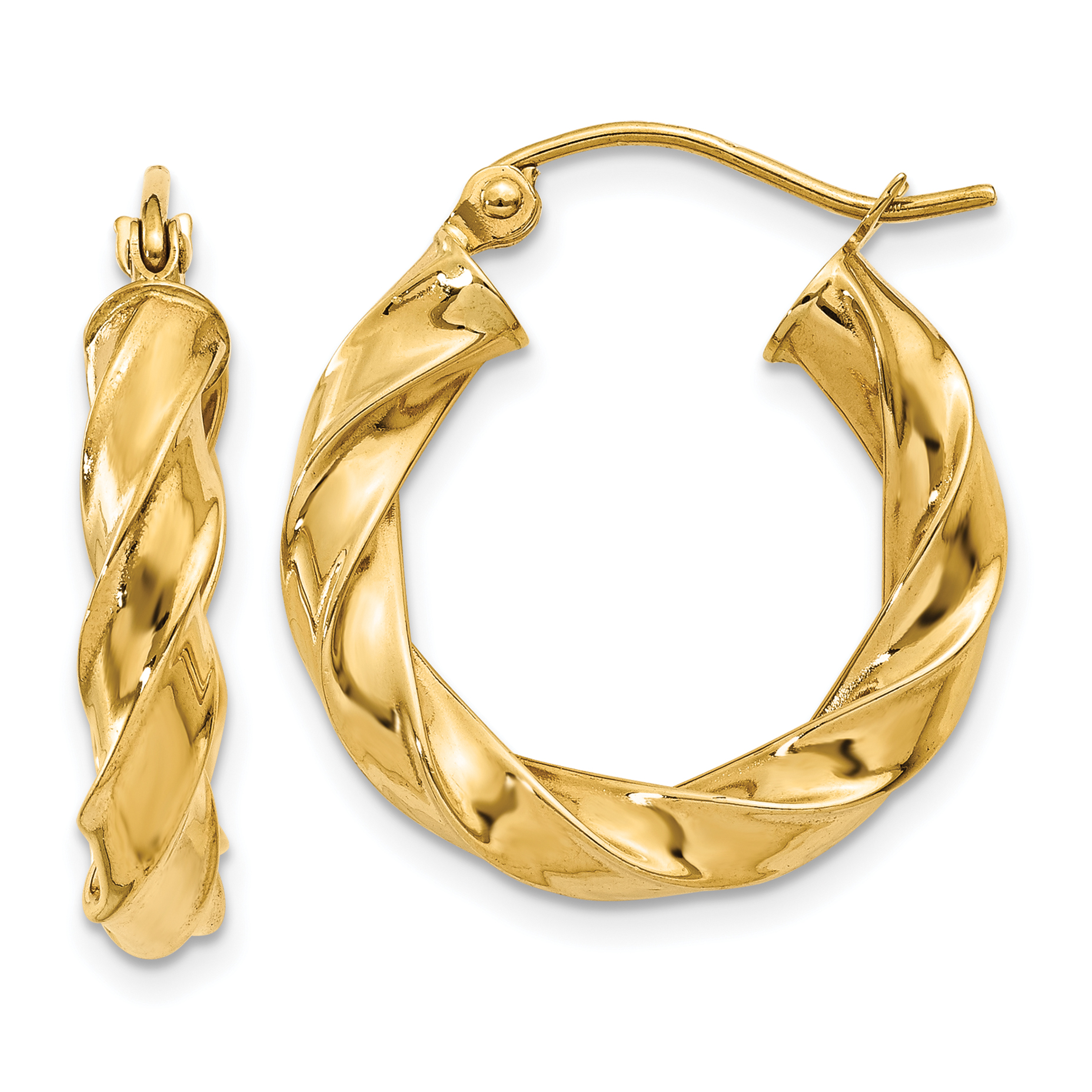  19.5 mm 14k Yellow Gold 4mm Gold Twisted Tube Hoop Earrings  Unknown Friendly Weight 14K yellow gold - view 4