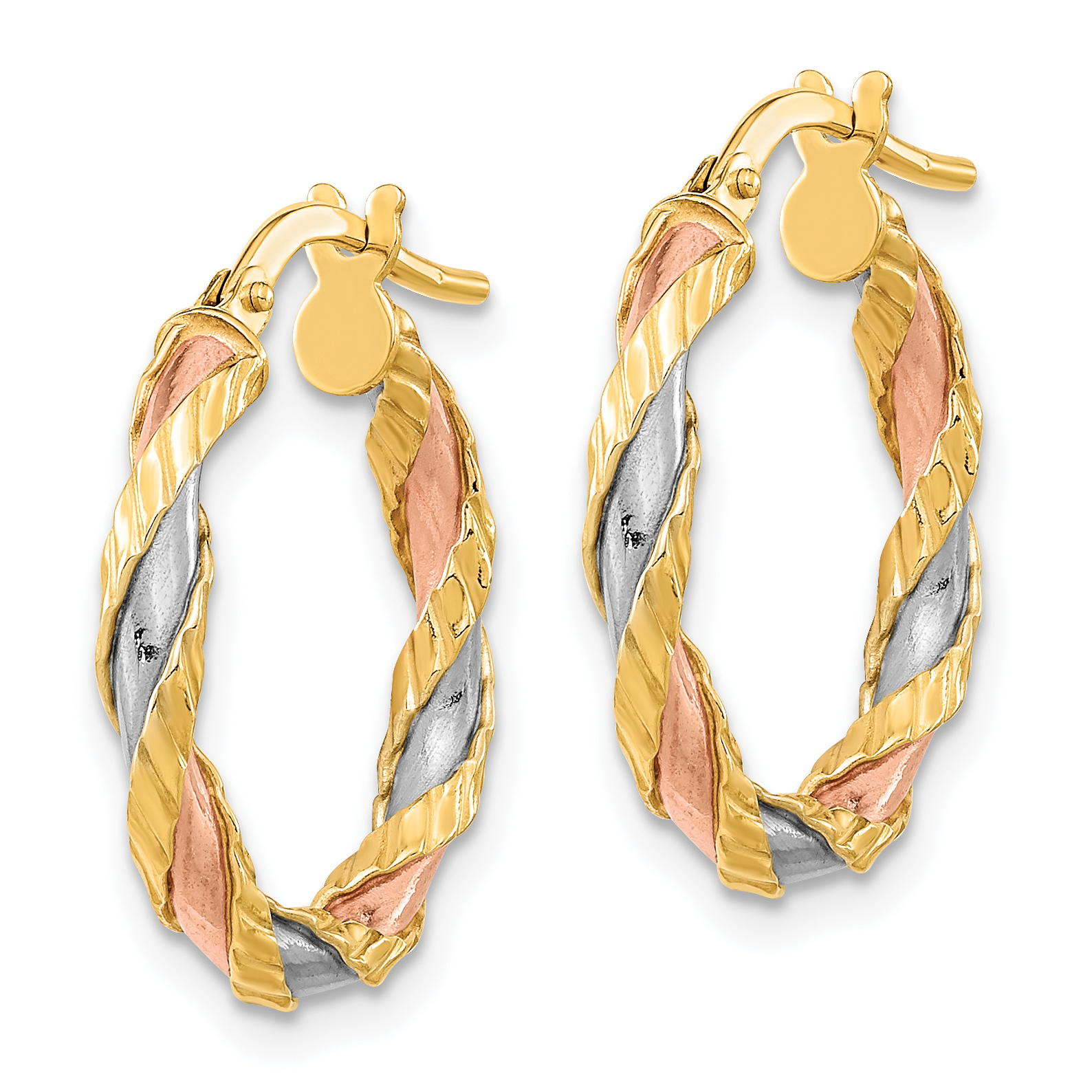  21.75 mm 14k Yellow & Rhodium 3mm Gold White & Rhodium Twisted Hoop Earrings  Unknown Friendly Weight 14K two-tone gold