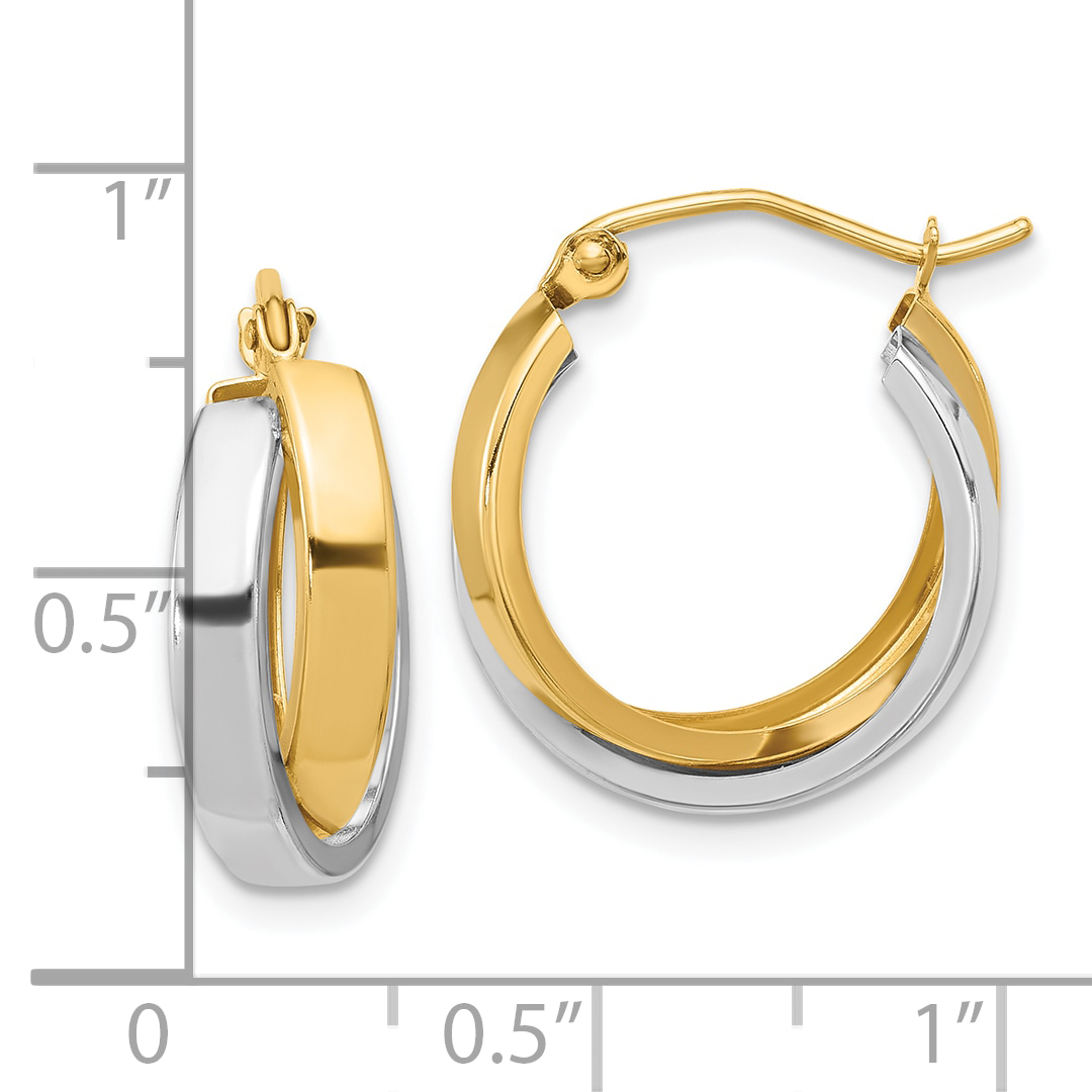  17.5 mm 10k Two-tone Two-tone Twisted Hoop Earrings  Unknown Friendly Weight 10K two-tone gold - view 3